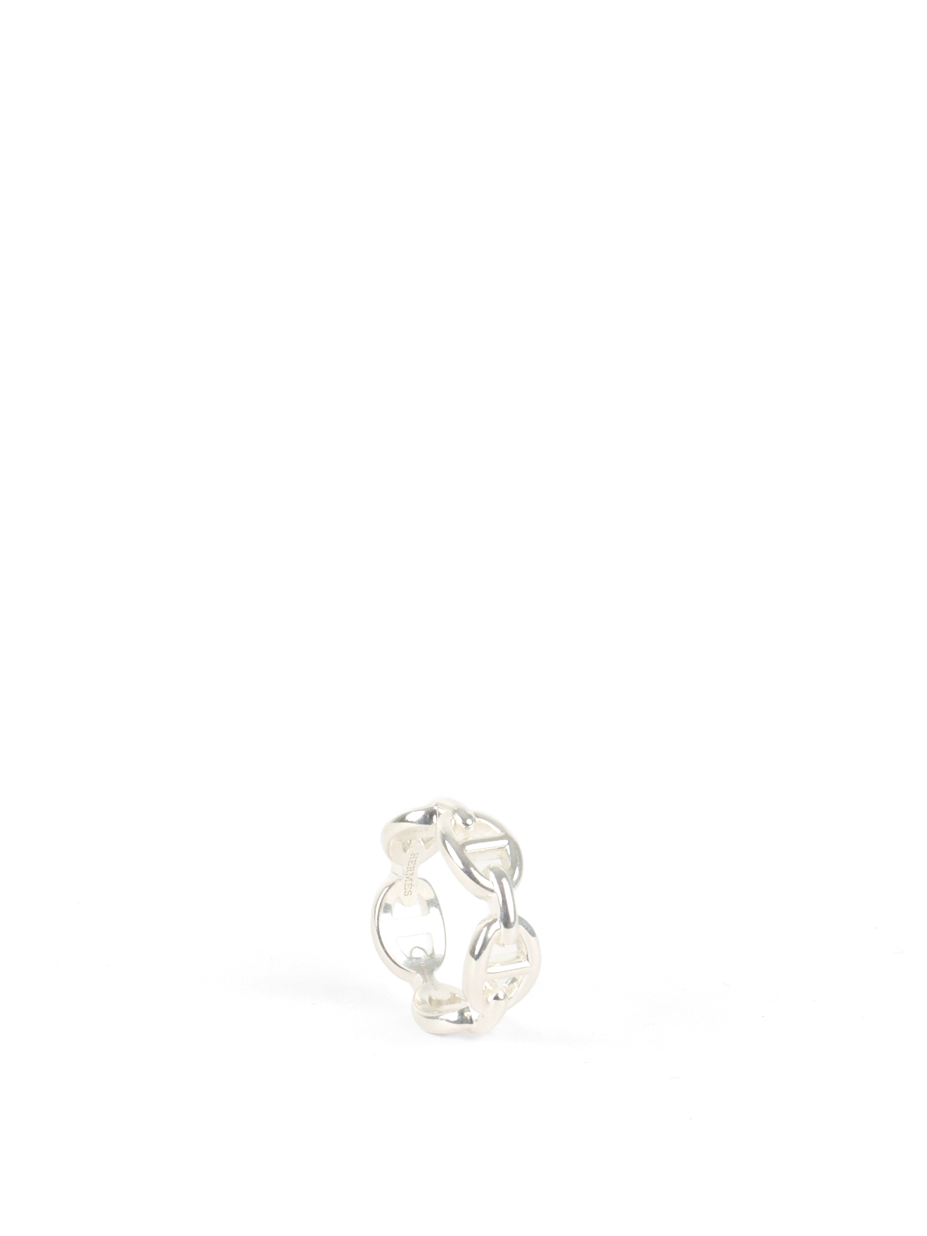 Hermes Silver Chaine D'Ancre Enchainee Ring, Small Model