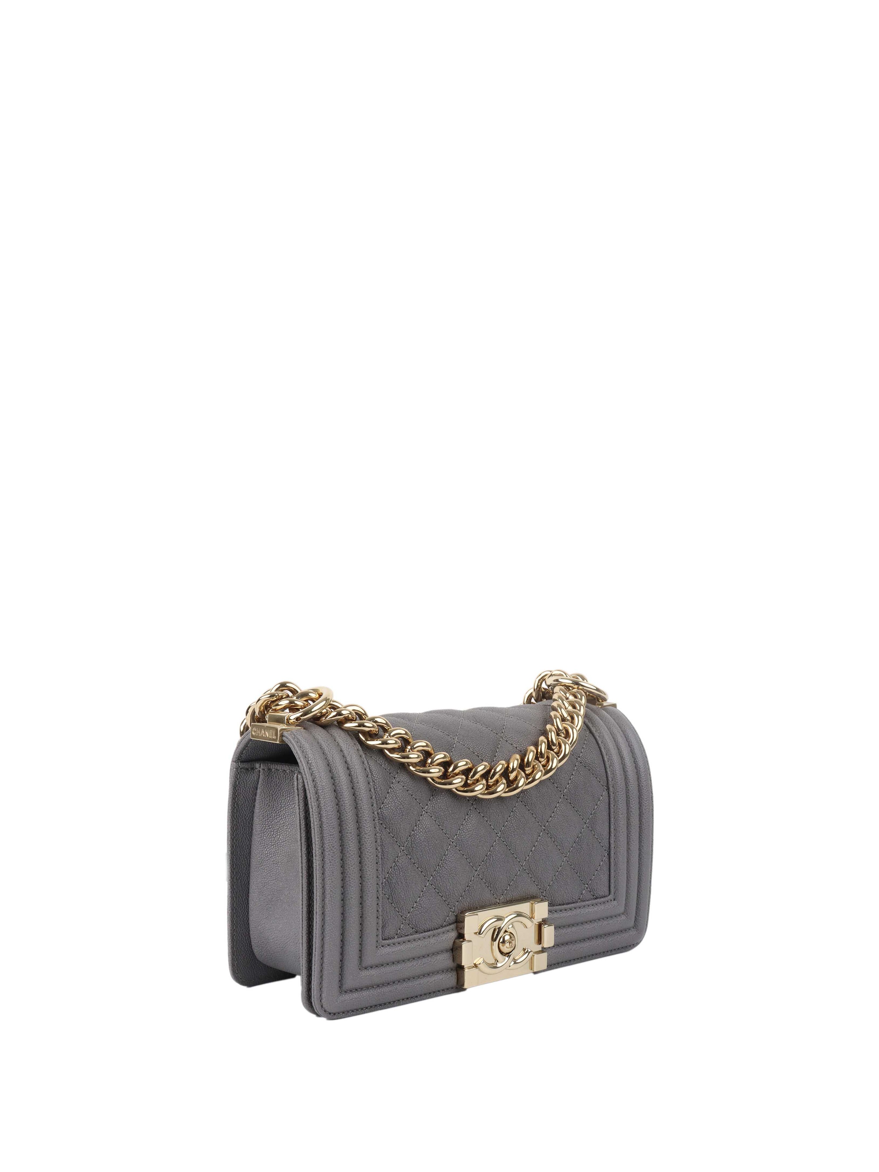 Chanel Small Caviar Grey Boy Bag LGHW