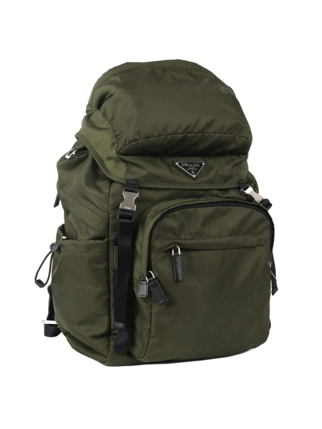 Prada Green Nylon Buckled Backpack.