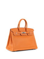 Hermes Birkin 35 Orange H Clemence Leather Stamp J Square