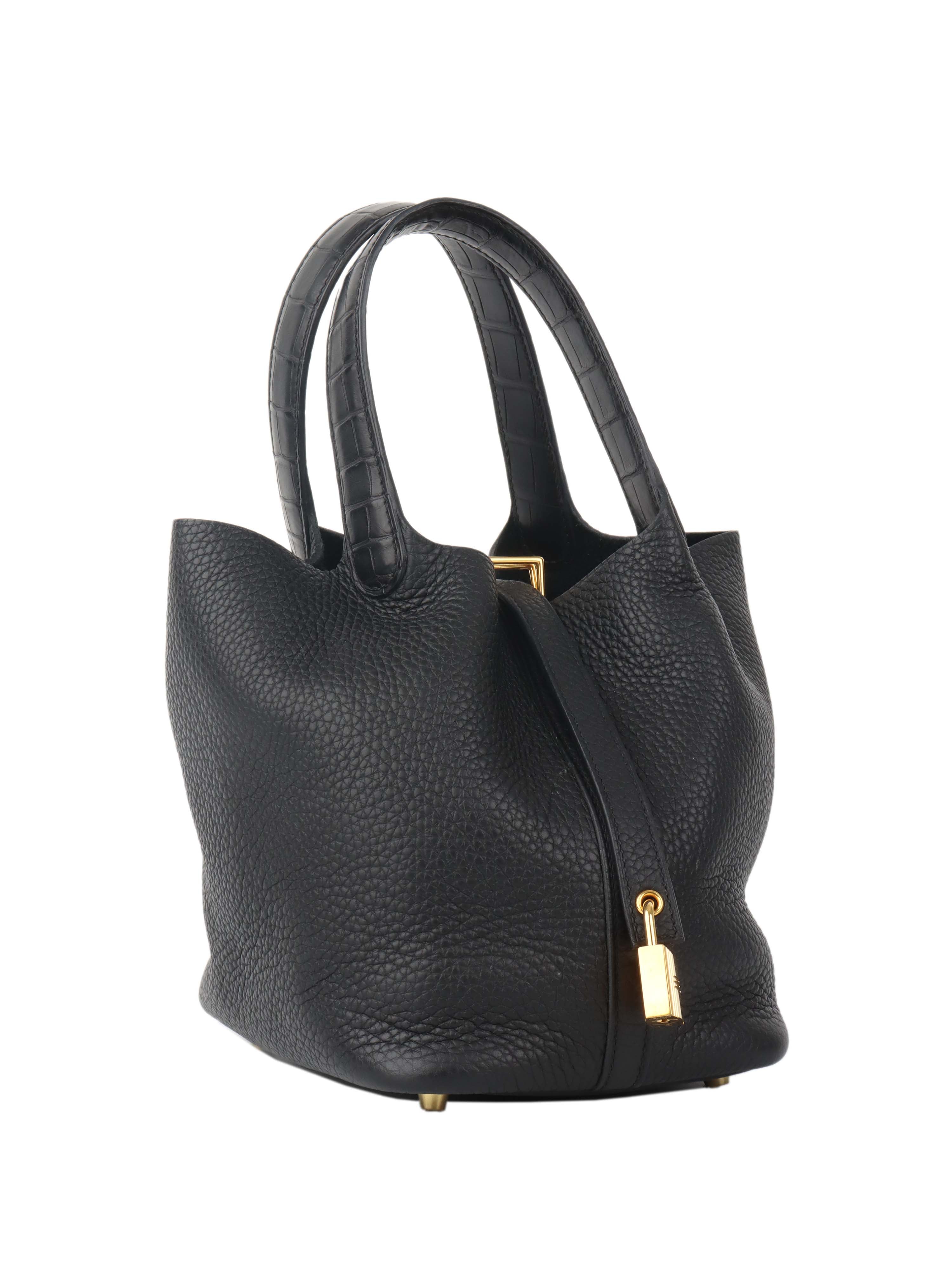 Hermes Picotin Lock 18 Touch Bag with Alligator Handle