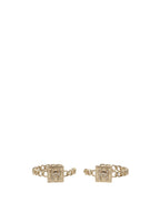 Chanel Crystal Square Chain Hoop Earrings.