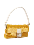 Fendi Yellow Sequin Baguette Shoulder Bag.