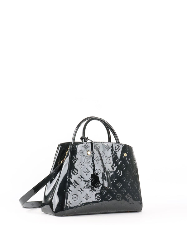 Louis Vuitton Black Monogram Vernis Montaigne MM Satchel Bag