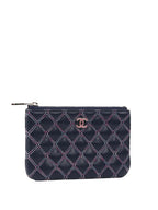 Chanel Navy Lambskin Zip Pouch.