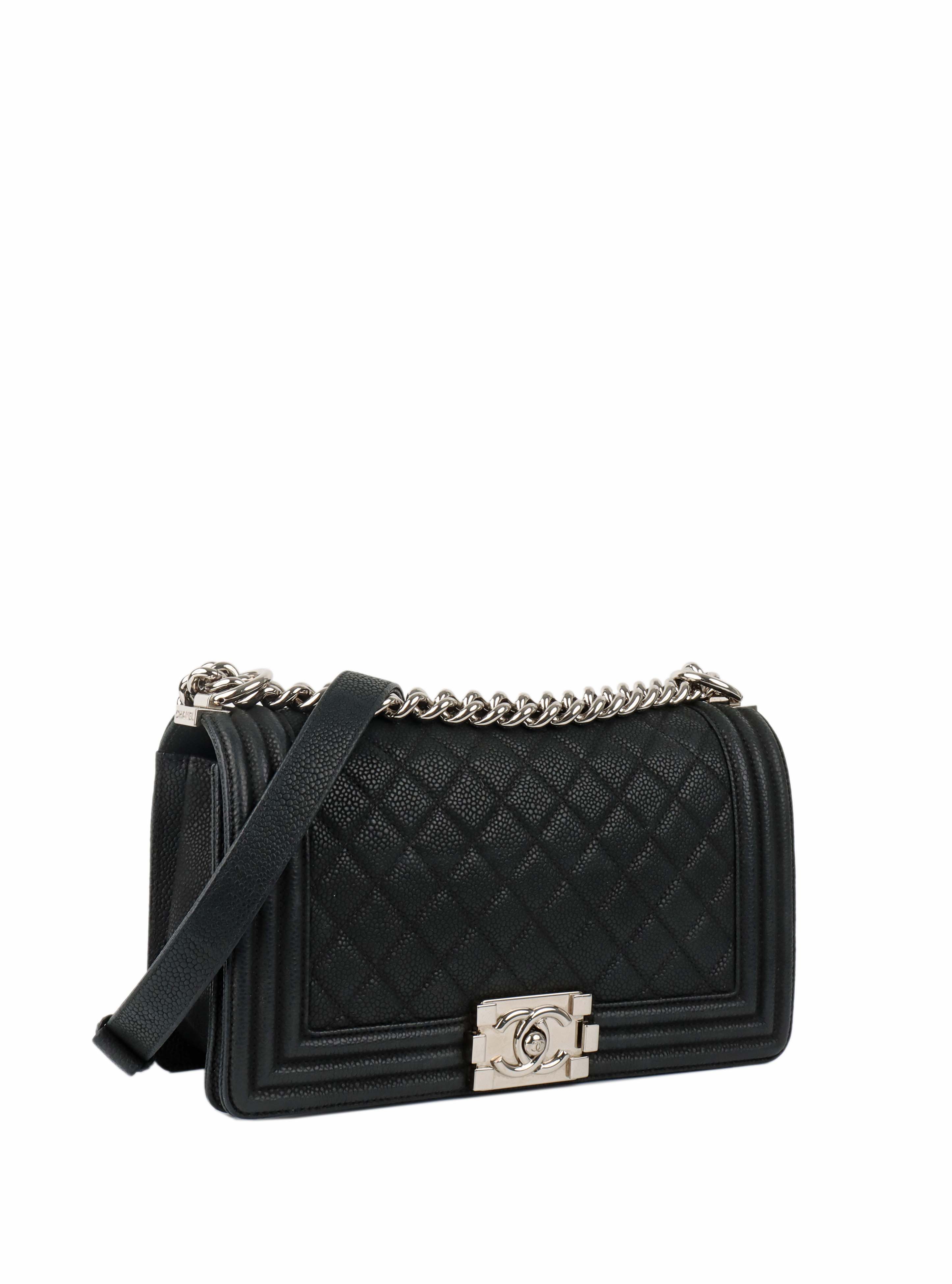 Chanel Black Medium Soft Caviar Boy Bag SHW.