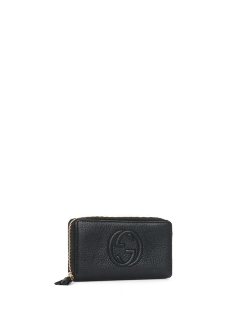 Gucci Black Soho GG Long Zip Around Wallet