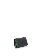 Bottega Veneta Black & Green Long Flap Cassette Wallet