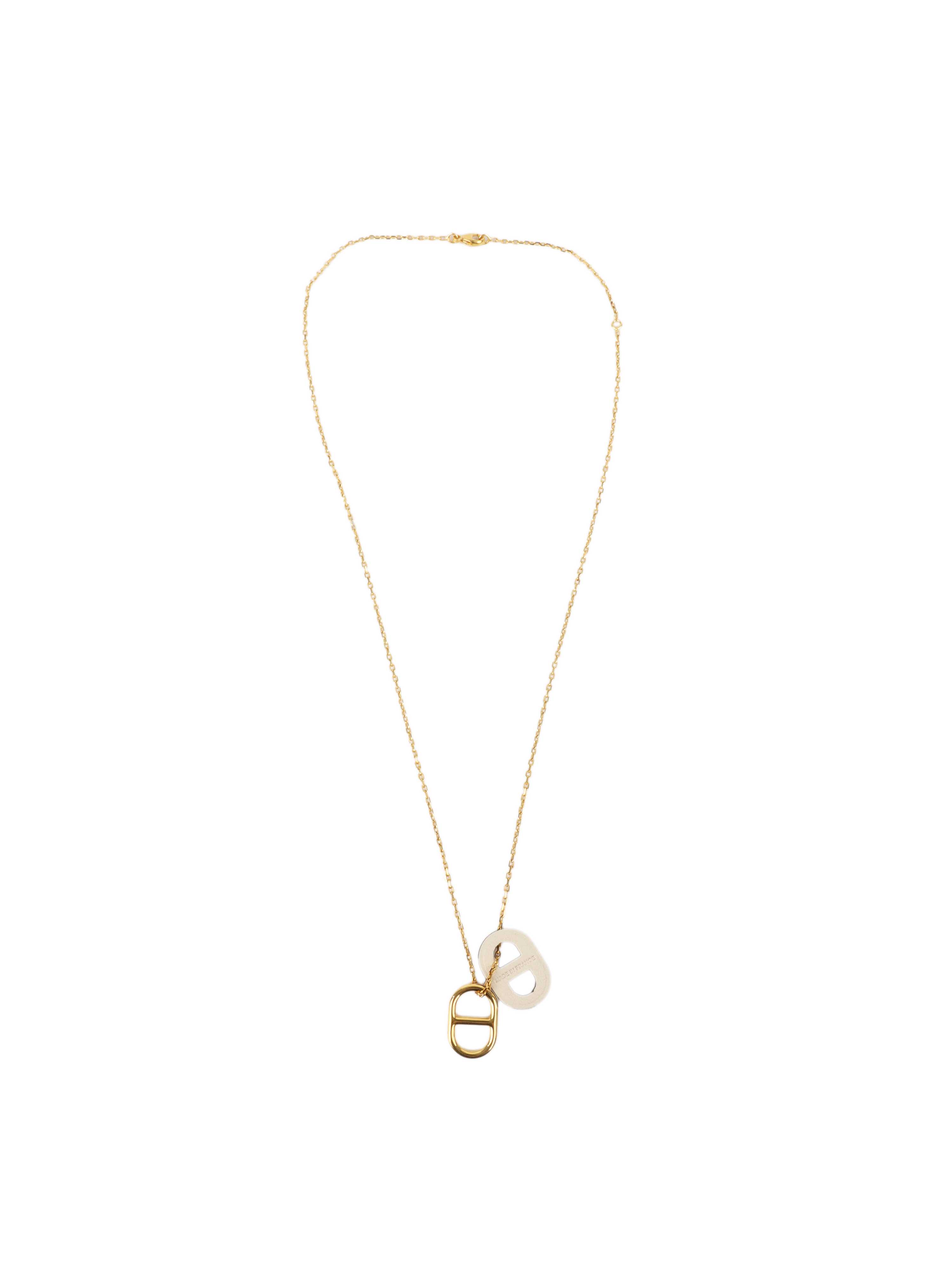 Hermes Gold and White O'Maillon Pendant Necklace