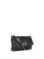 Miu Miu Black Smooth Leather with Crystal Strap Bag