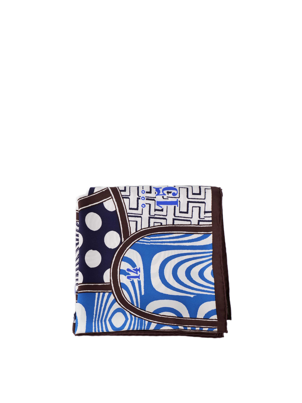 Hermes Brown, Blue and Orange 90cm Scarf.