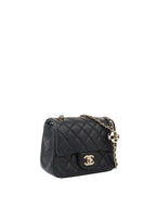 Chanel Black Lambskin Square Classic Flap with Pearl Crush