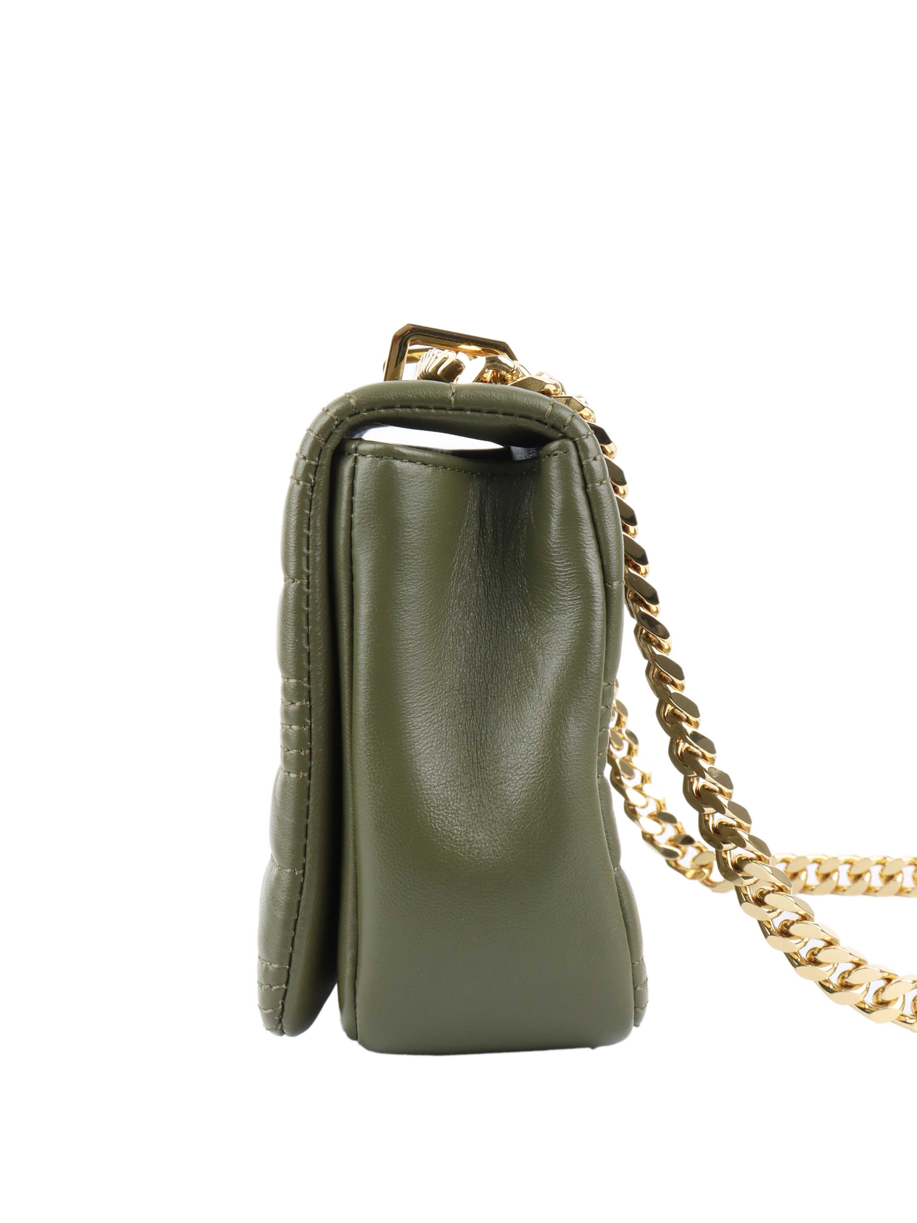 Burberry Khaki Leather Crossbody Bag.