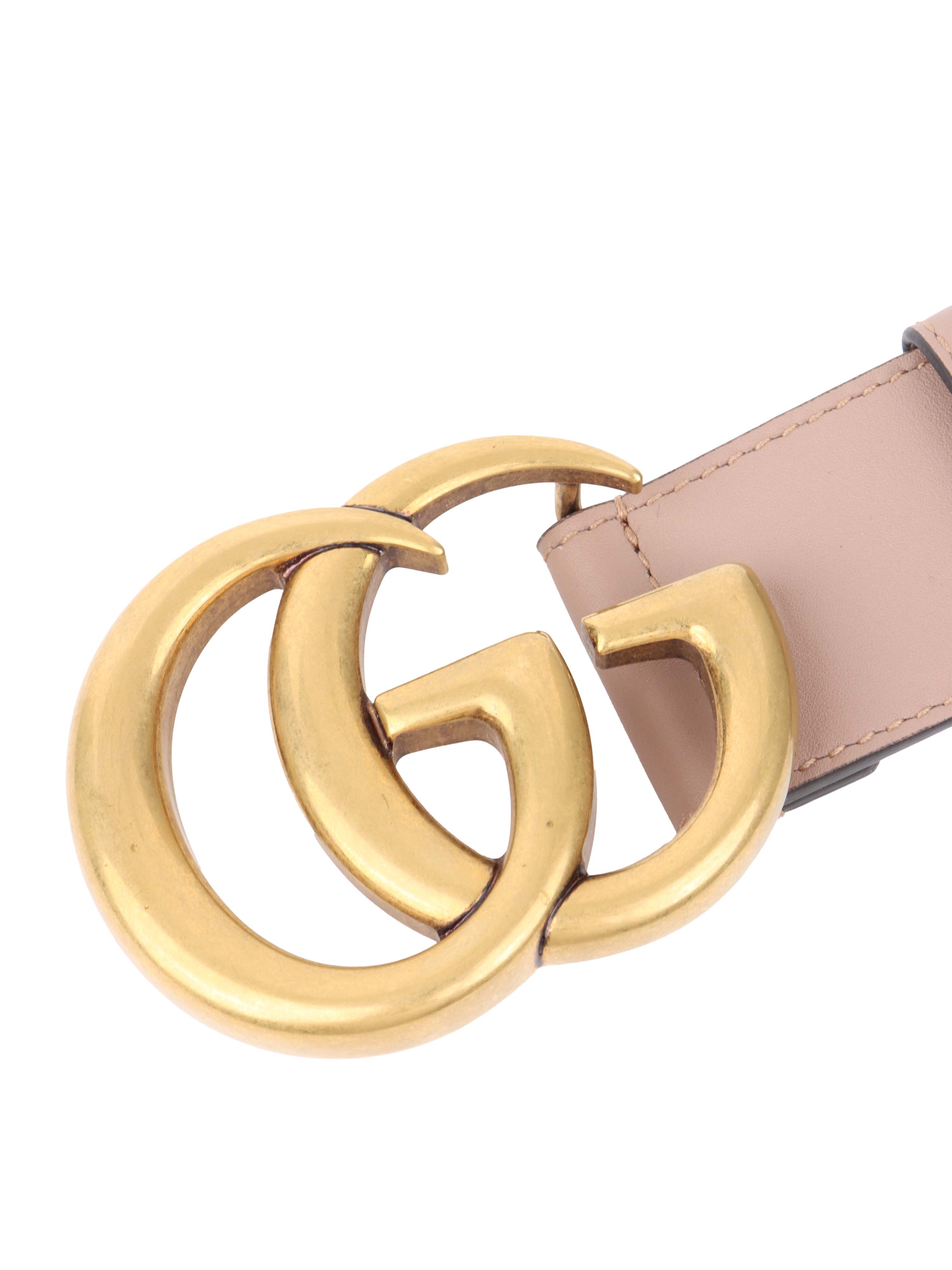 Gucci Taupe Leather Wide GG Belt 80cm.