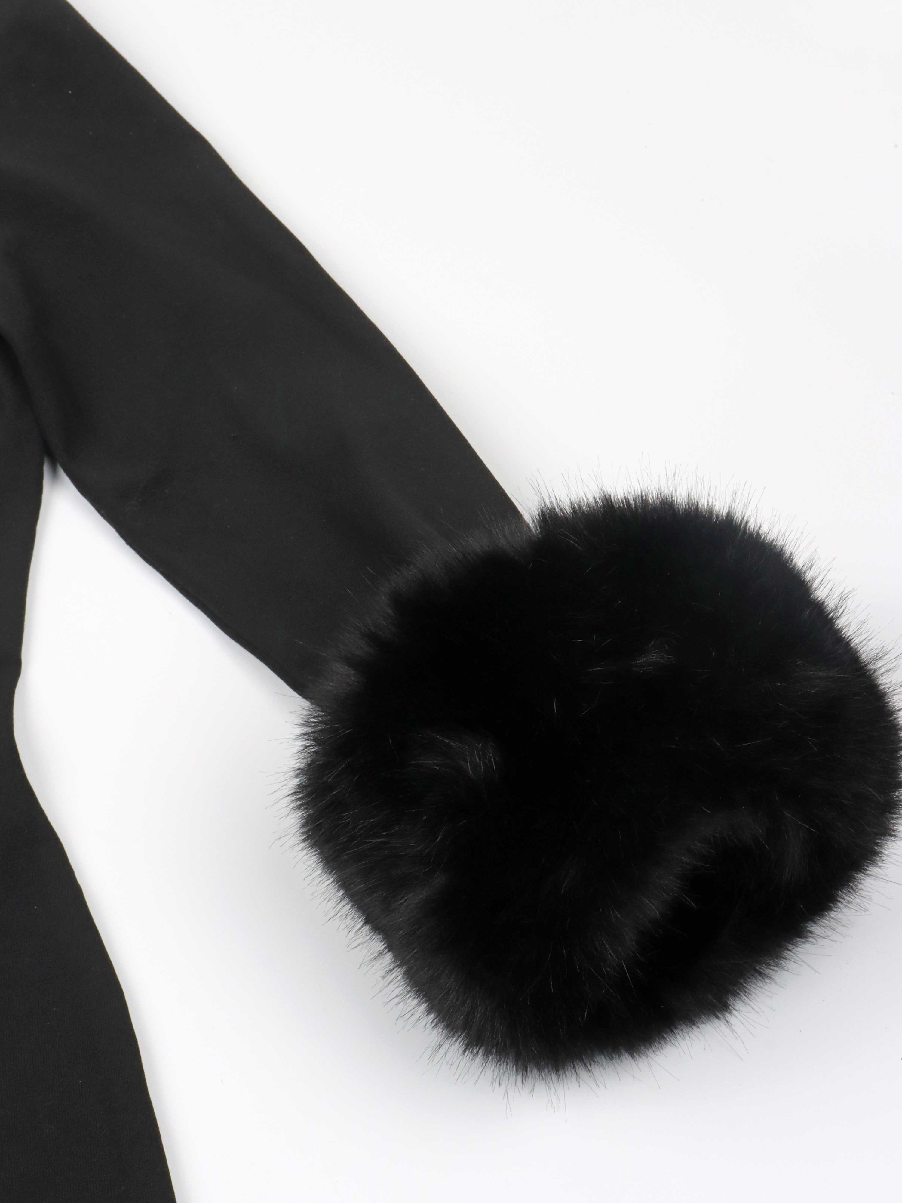 Alexander Wang Off-Shoulder Mini Dress with Faux Fur Cuff Trim.