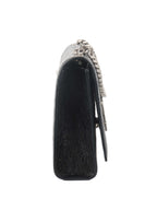 Saint Laurent Black Crocodile Embossed Chain Top Handle Kate Bag.