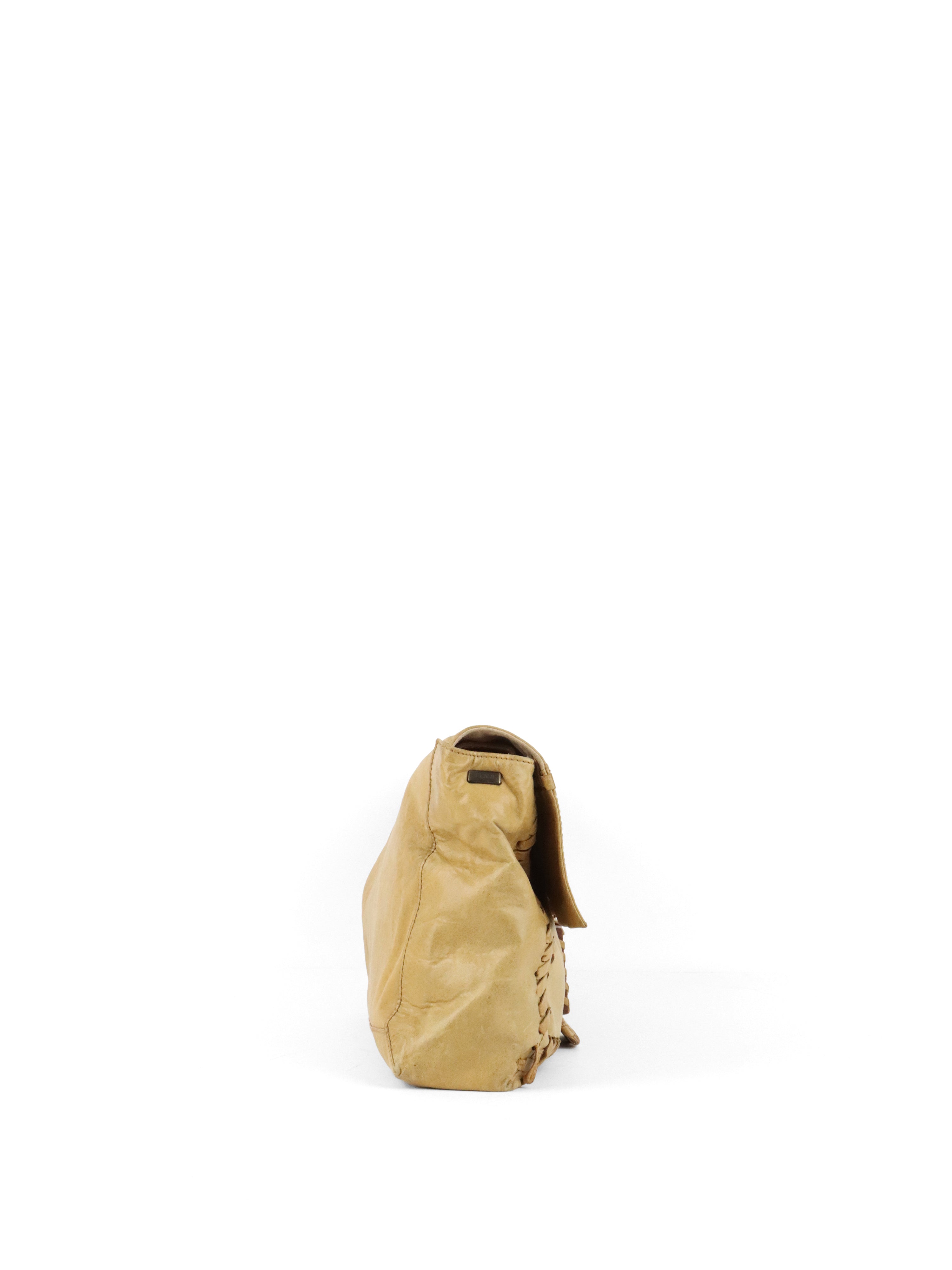 Fendi Vintage Senape Whipstitch Large Baguette