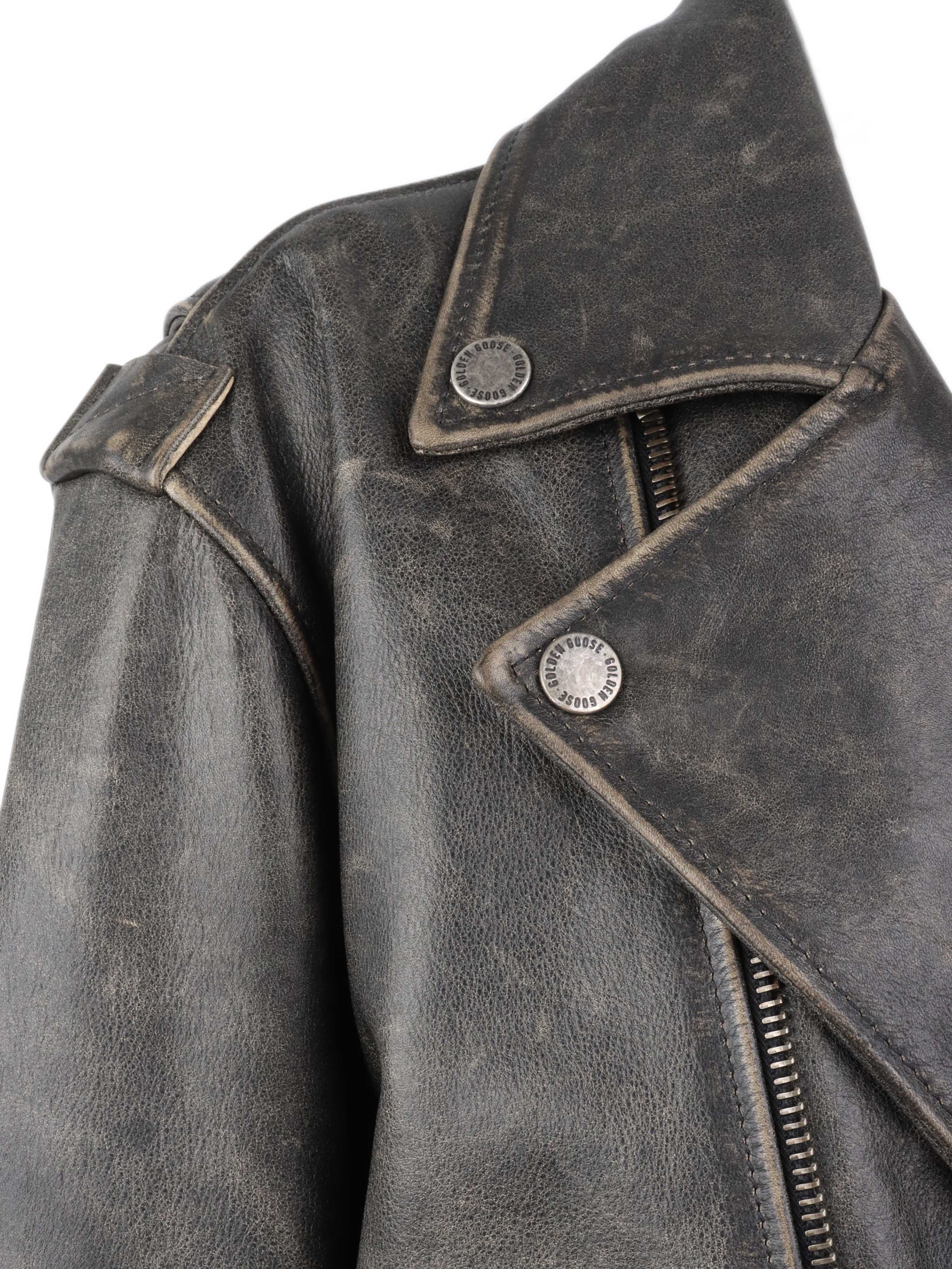 Golden Goose Mens Leather Biker Jacket.