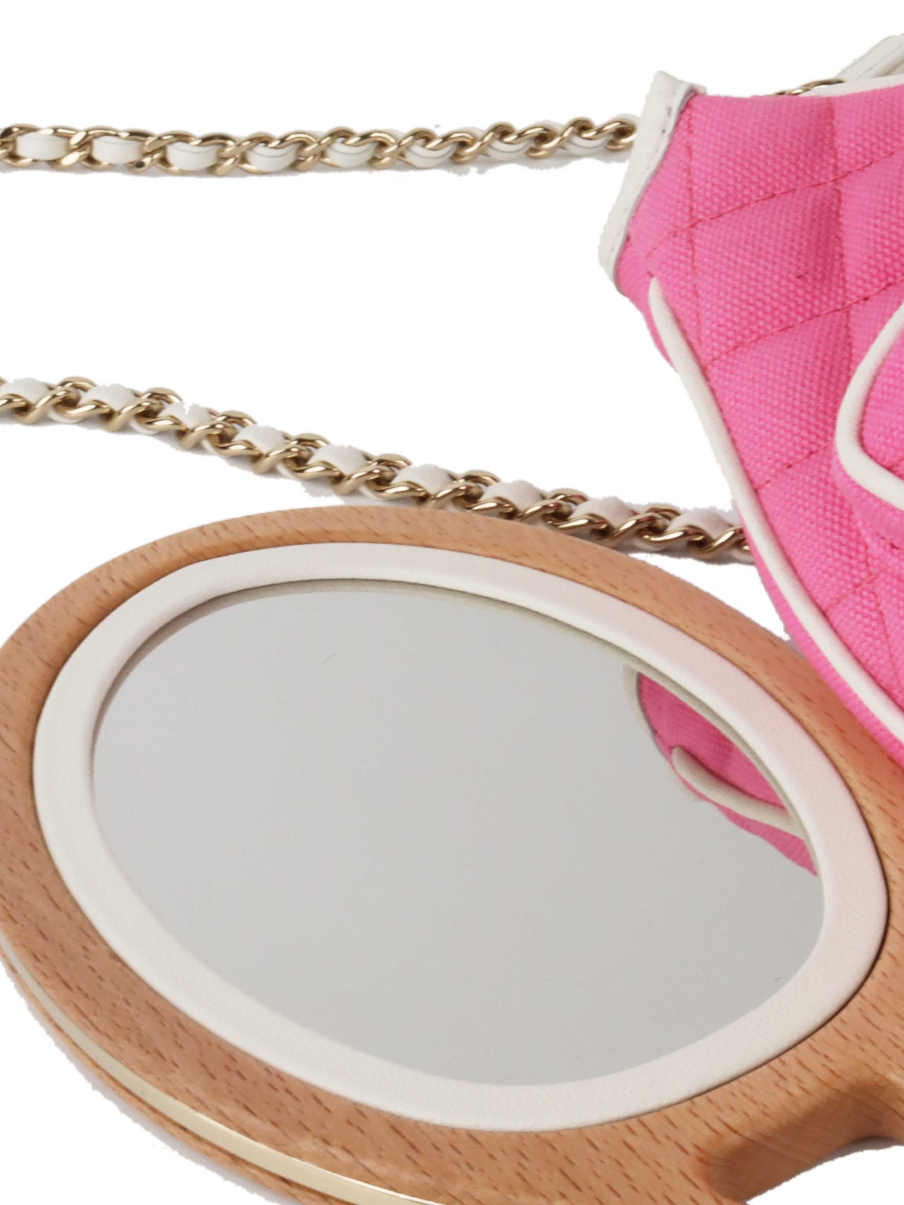 Chanel 23C Pink Quilted Tennis Racquet Mirror Collectors Piece *