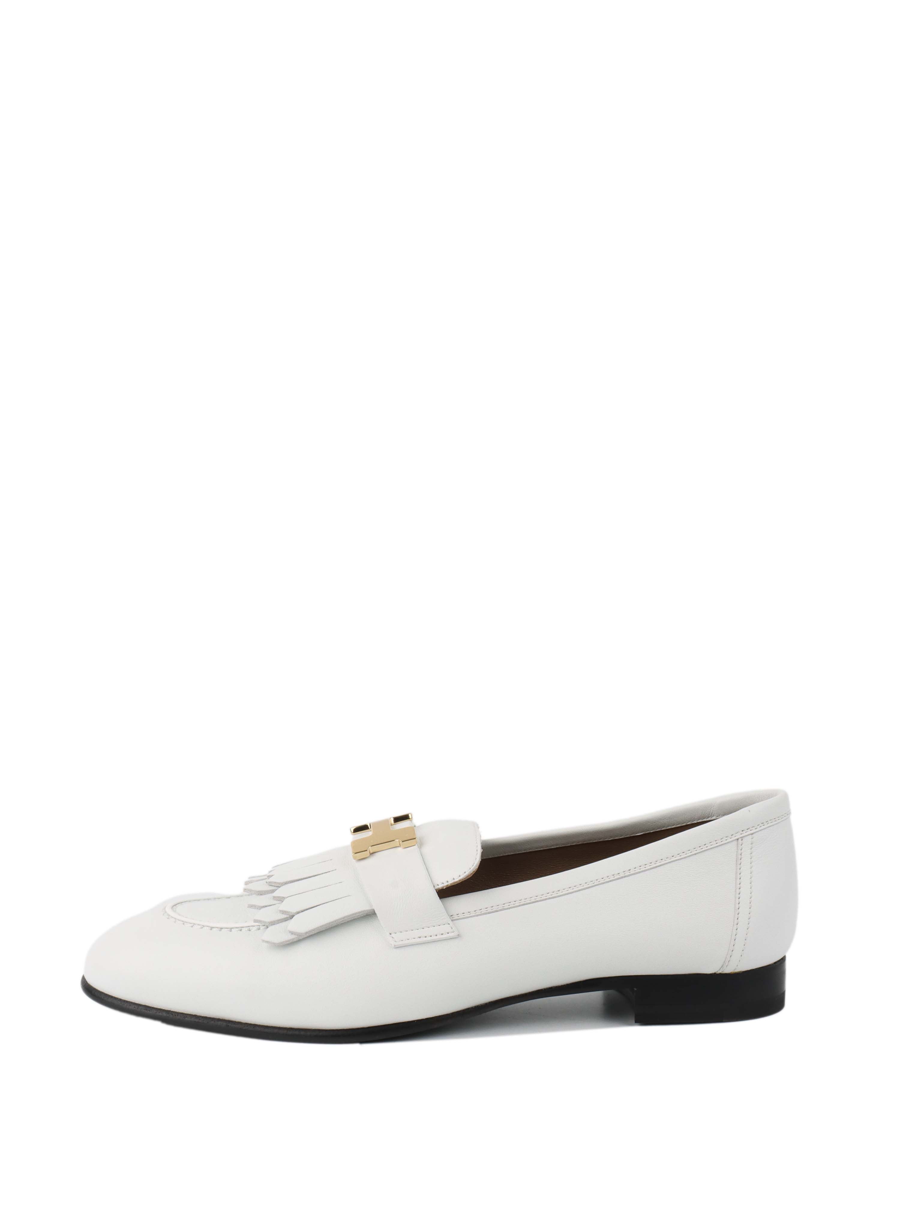 Hermes White Royal Loafer