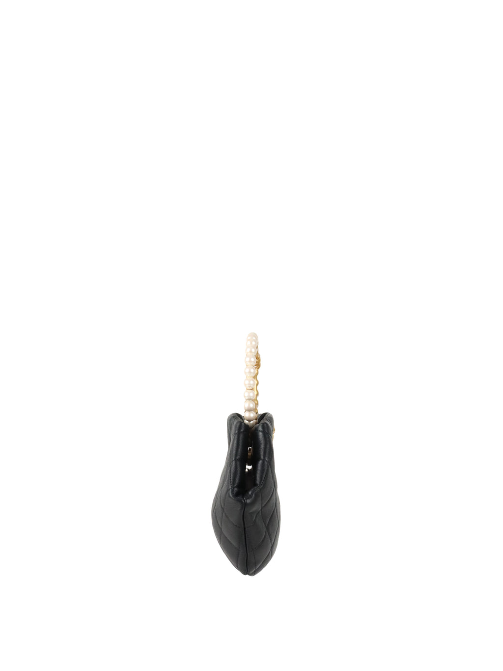 Chanel Black Lambskin with Pearl Crown Top Handle Clutch