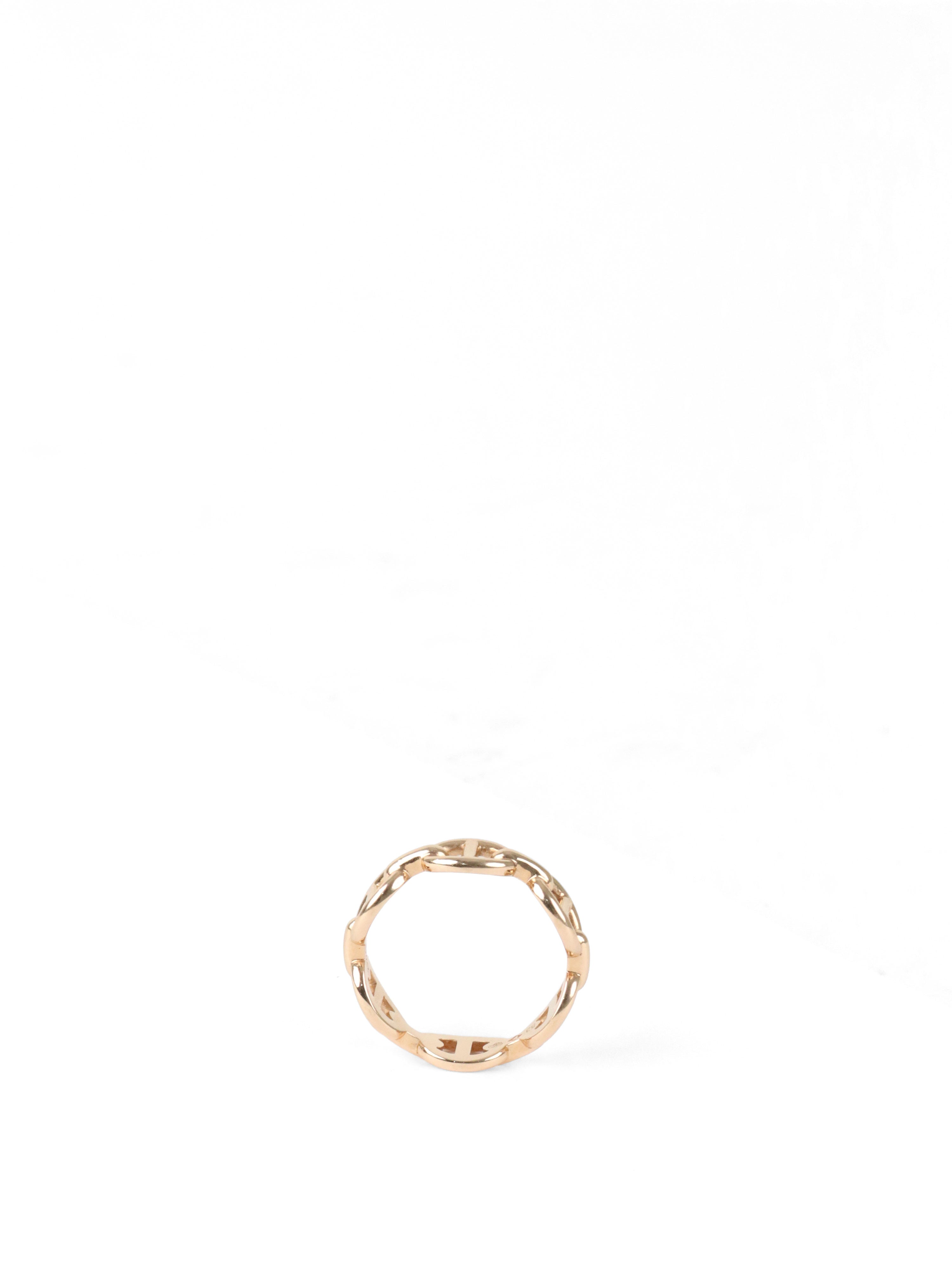 Hermes Rose Gold Chaine D'Ancre Enchainee Ring, Small Model