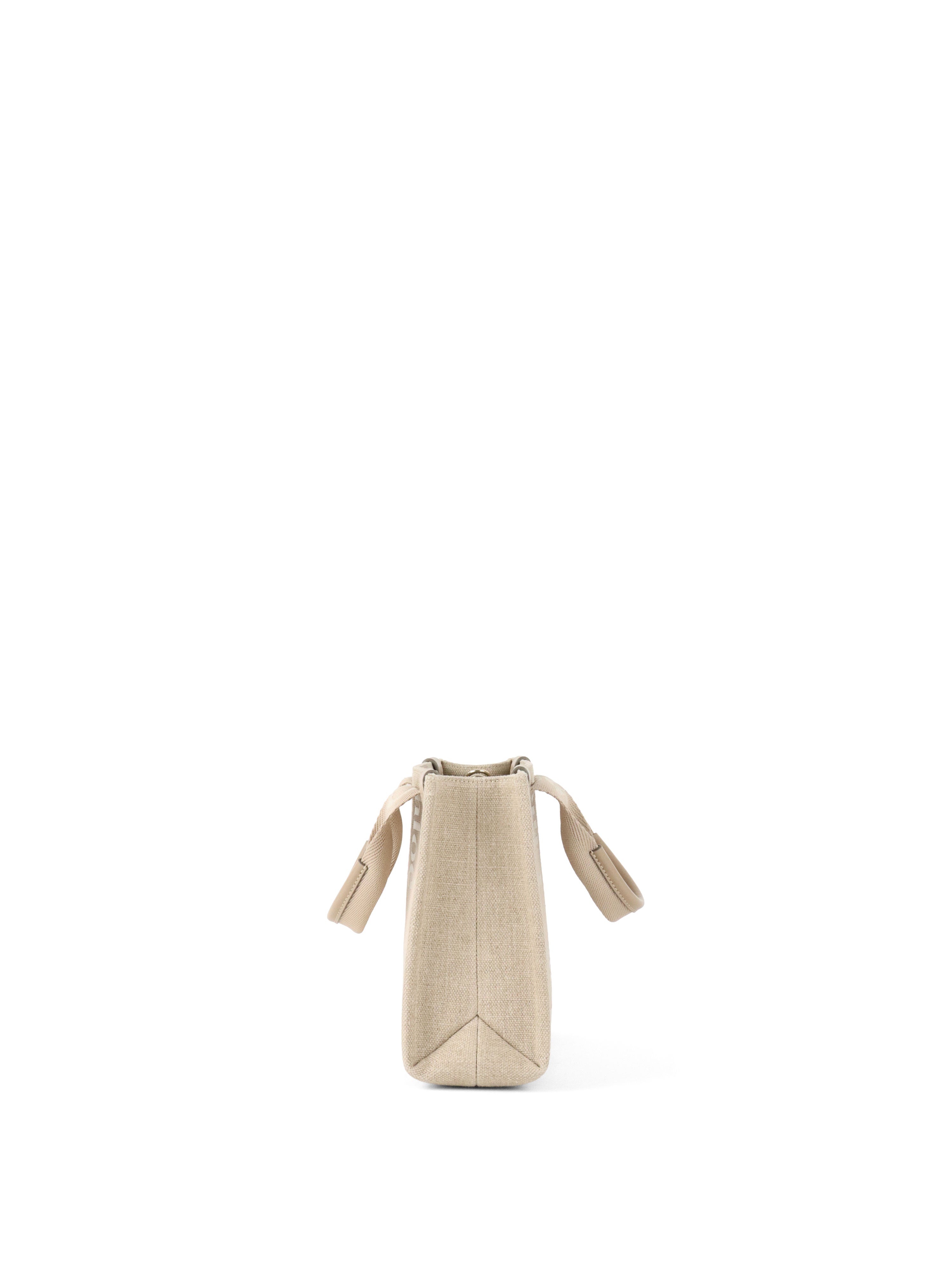 Chloe Neutral Small Woody Linen Tote Bag
