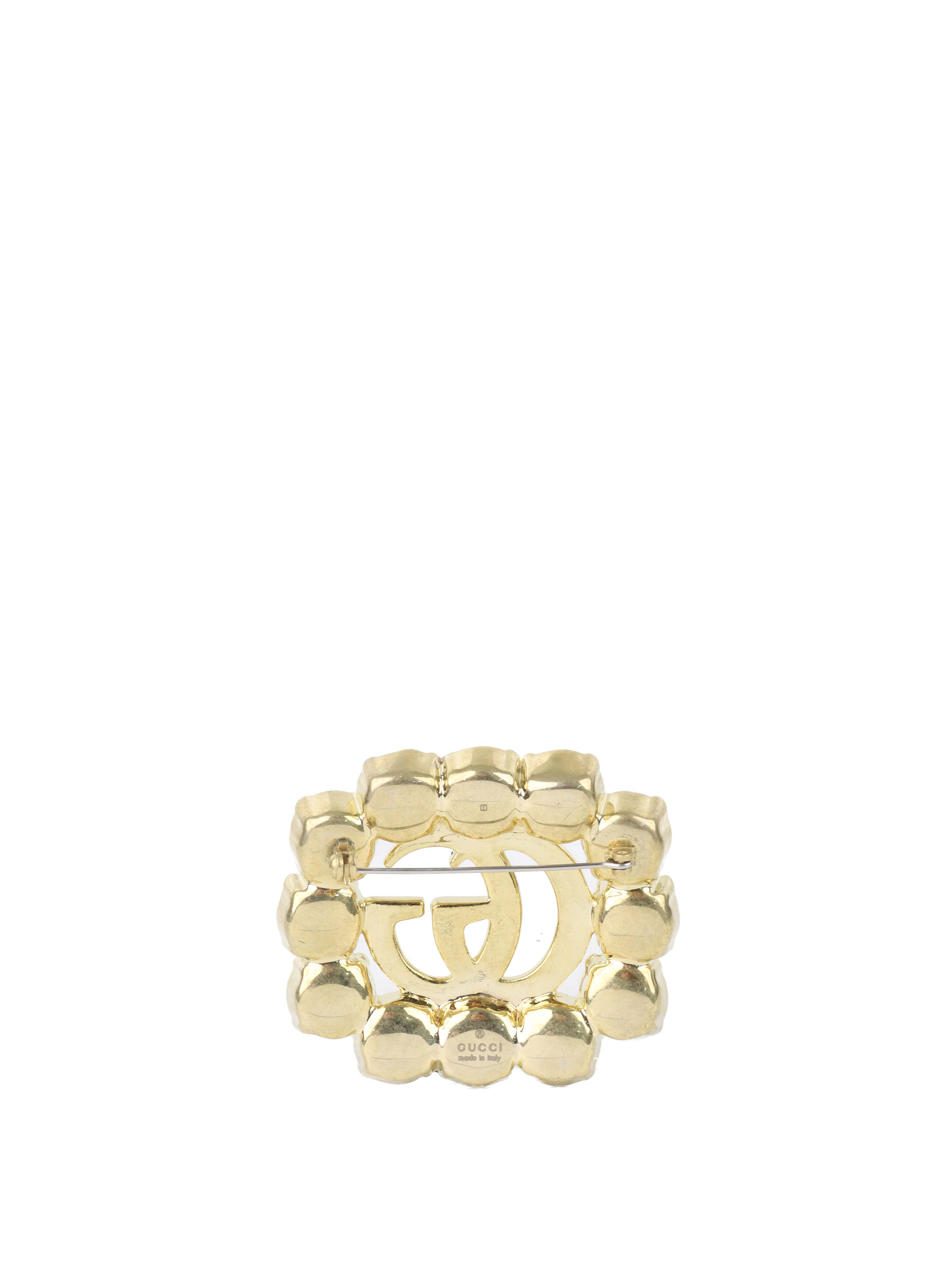 Gucci Metallic GG Pearl-Embellished Brooch