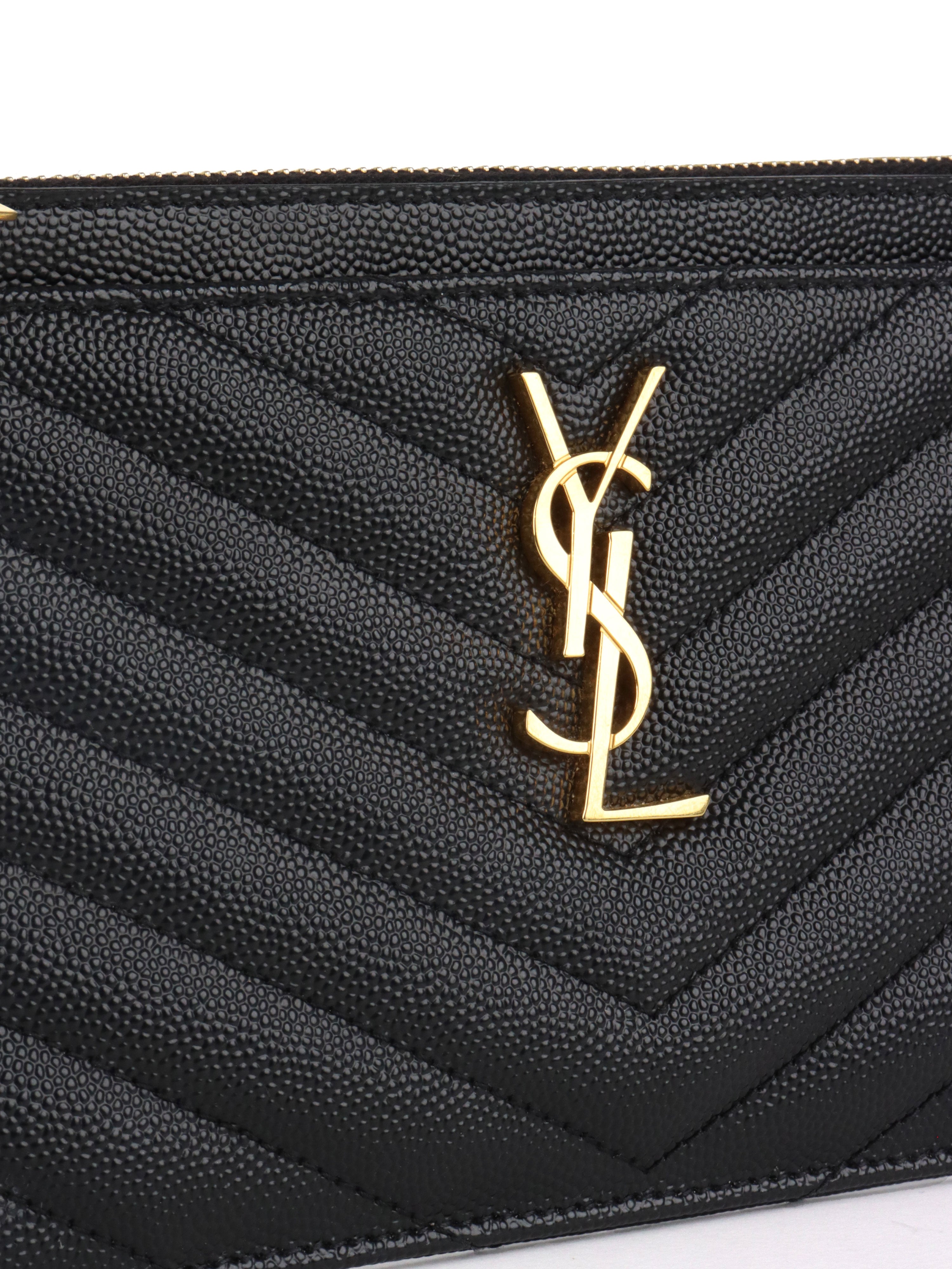 Saint Laurent Black Chevron Bill Pouch.