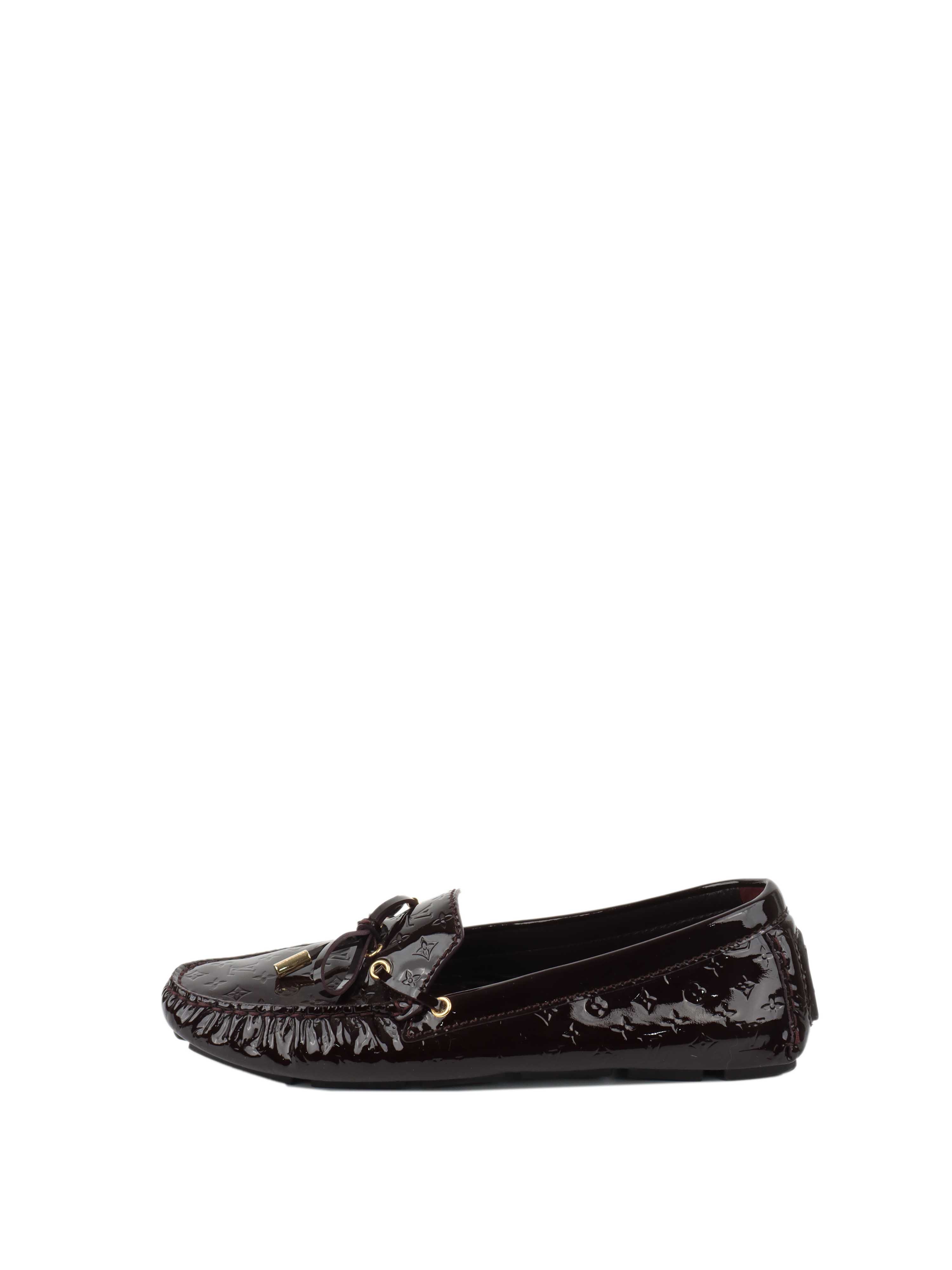 Louis Vuitton Burgundy Patent Leather Oxford Loafers.