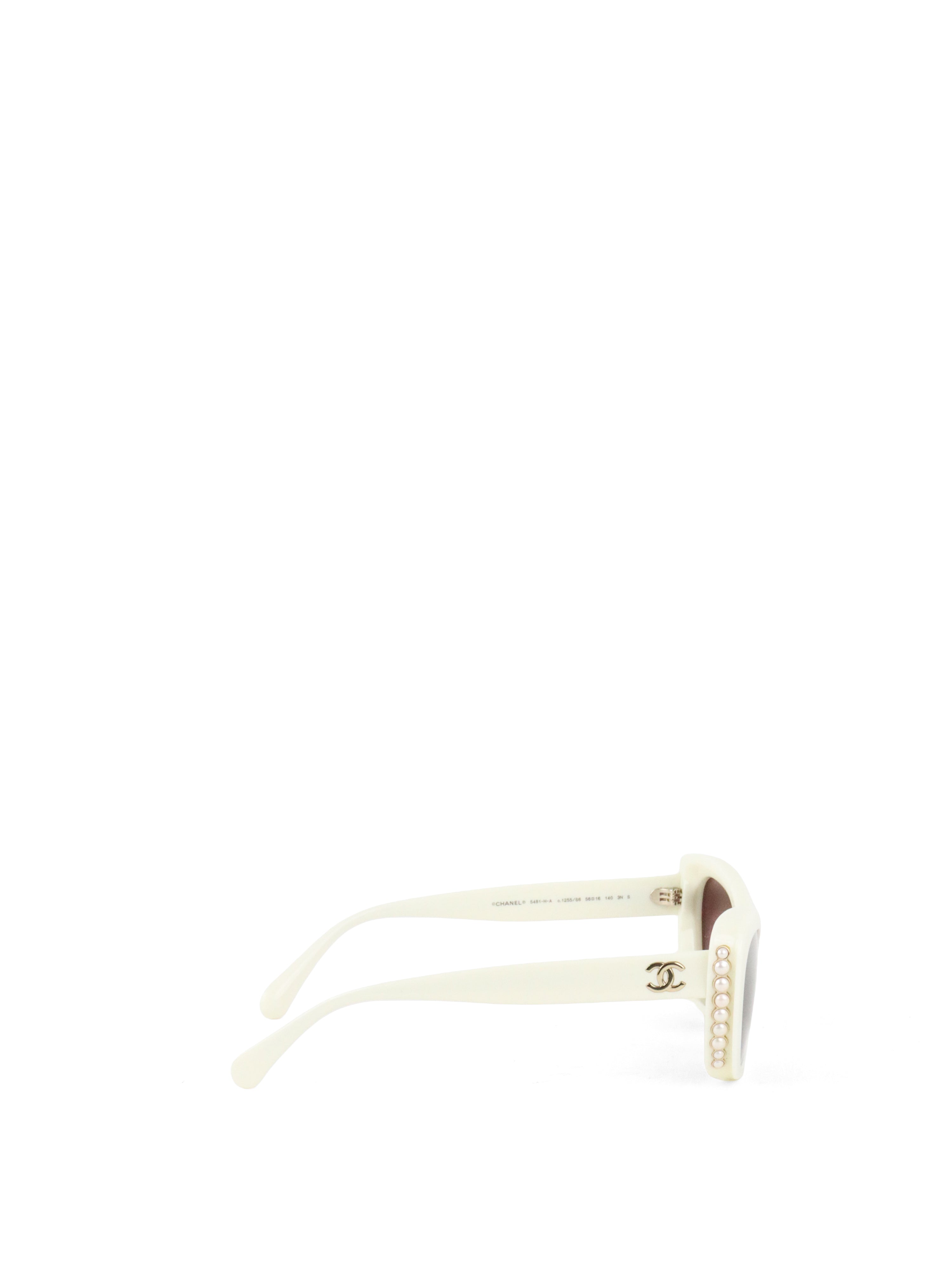 Chanel White Resin Pearl Butterfly Sunglasses