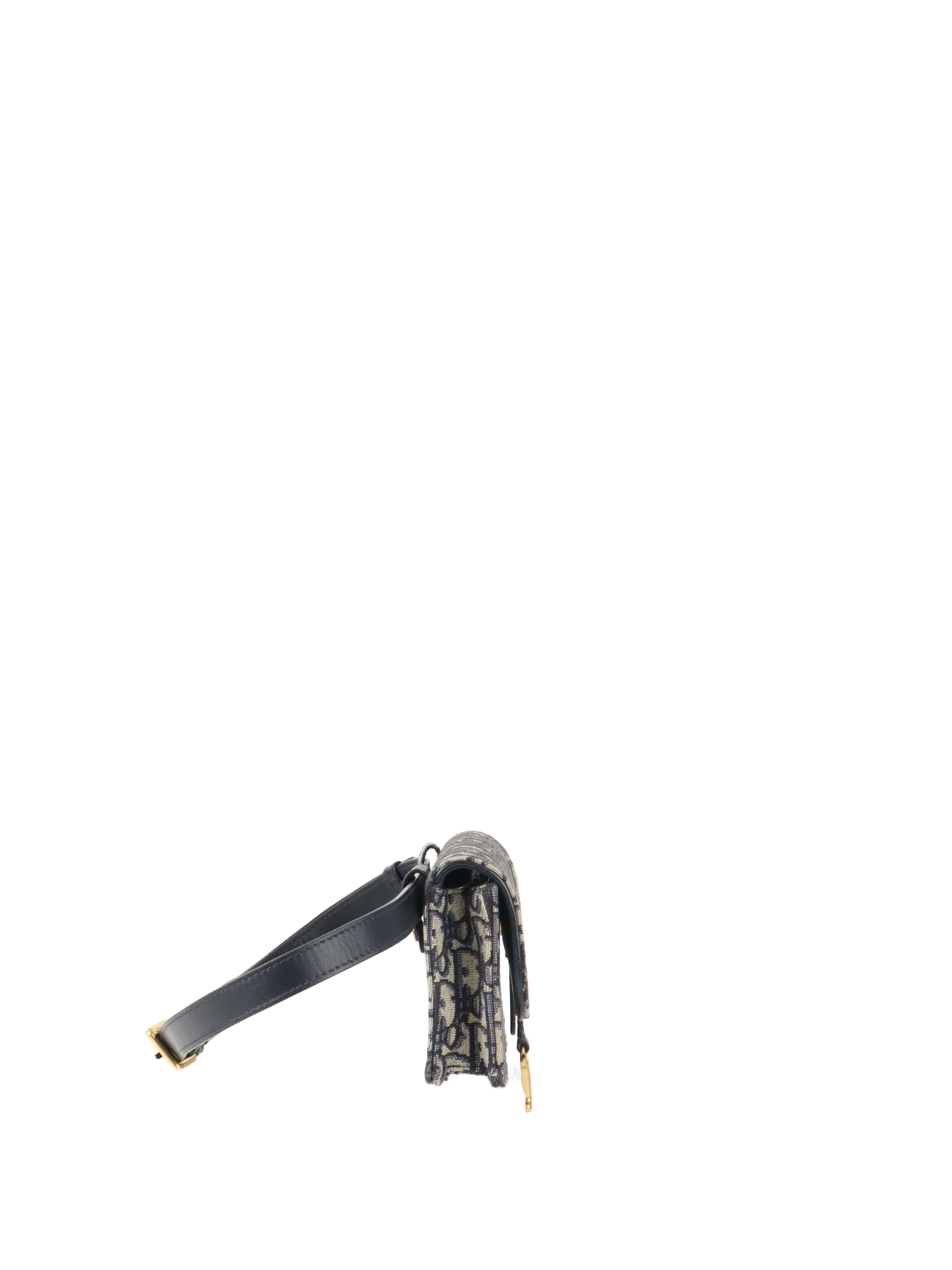 Dior Navy Oblique Saddle Belt Bag