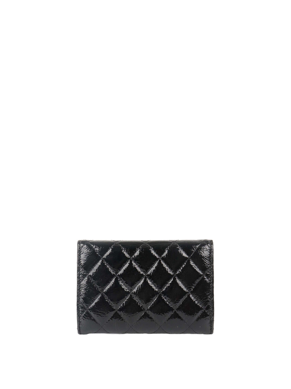 Chanel Black Quilted Patent Leather Flap Wallet