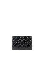 Chanel Black Quilted Patent Leather Flap Wallet