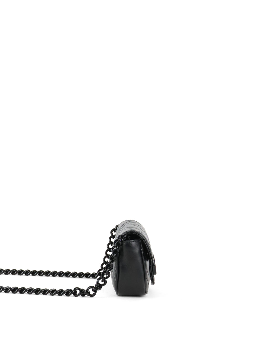 Gucci All Black Super Mini Marmont Chain Belt Bag