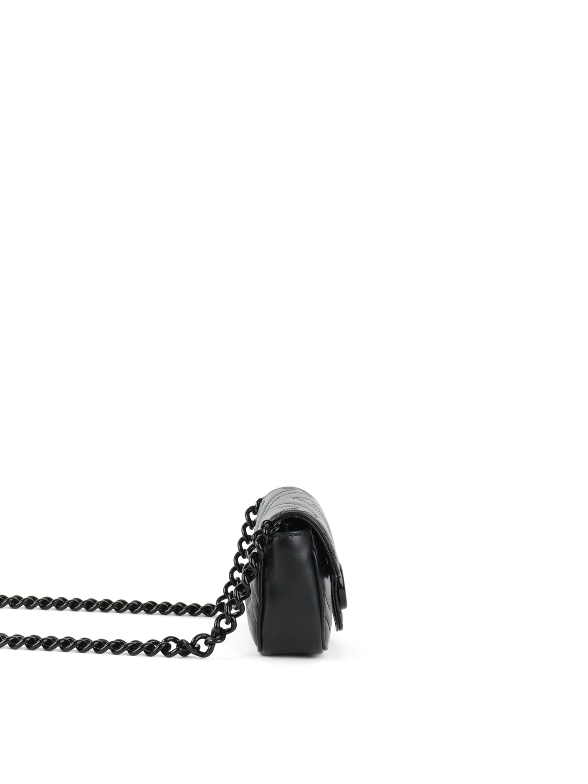 Gucci All Black Super Mini Marmont Chain Belt Bag