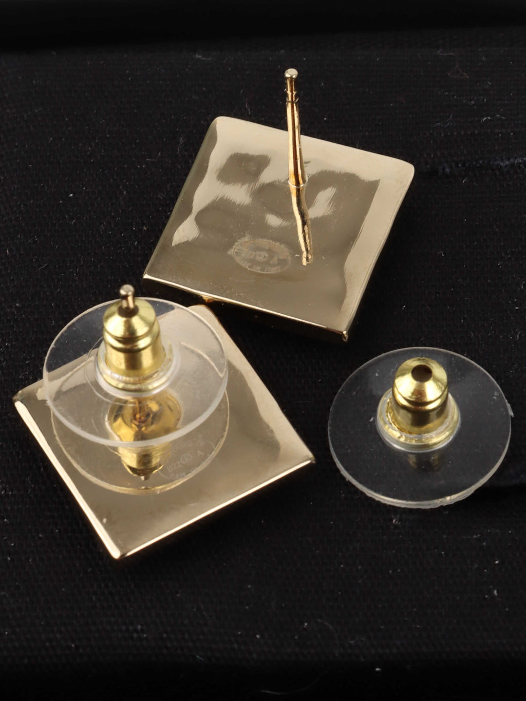 Chanel White CC Square Earrings.