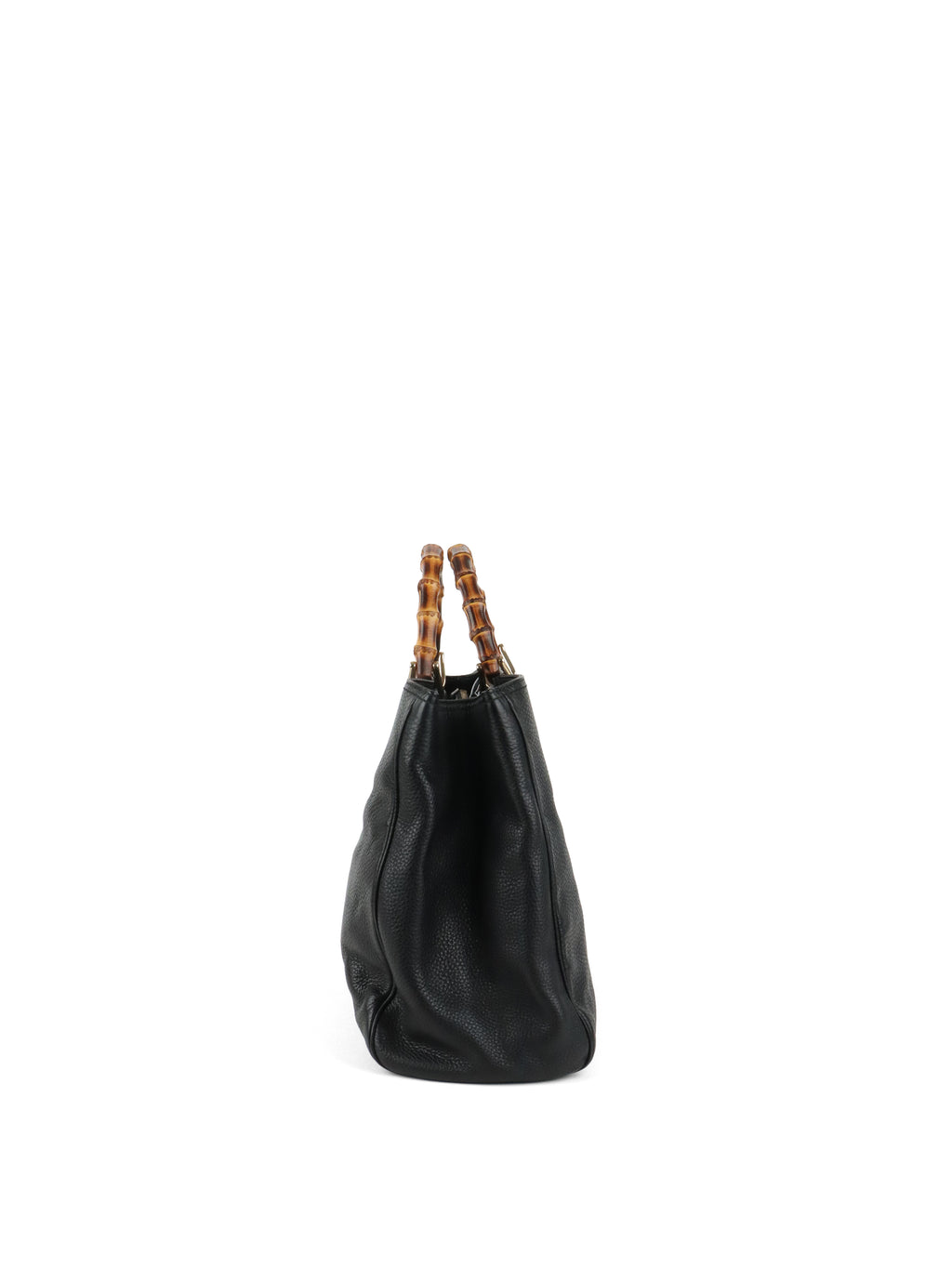 Gucci Bamboo Handle Large Black Leather Shopper Tote