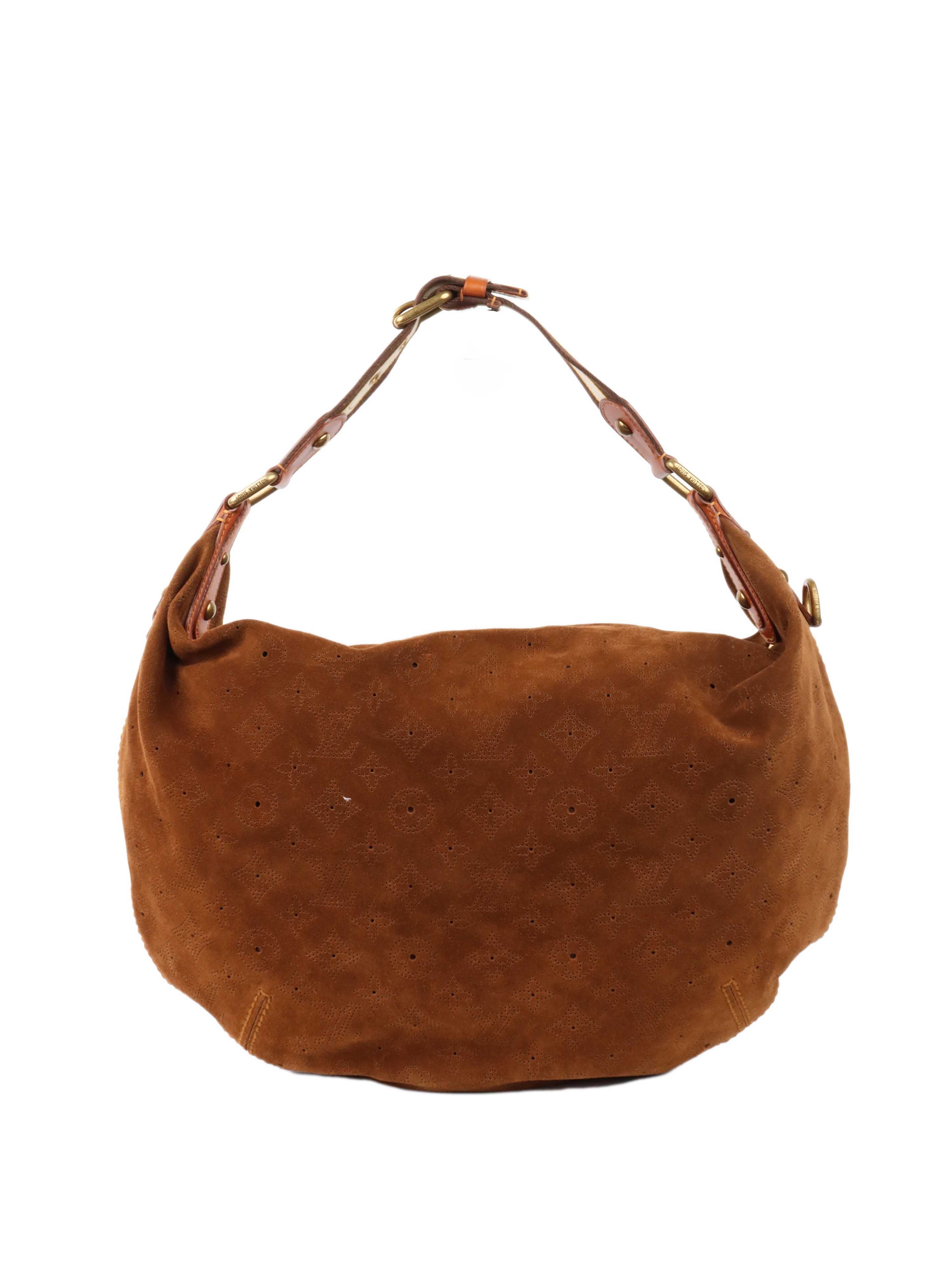 Louis Vuitton Suede Monogram Hobo Bag.