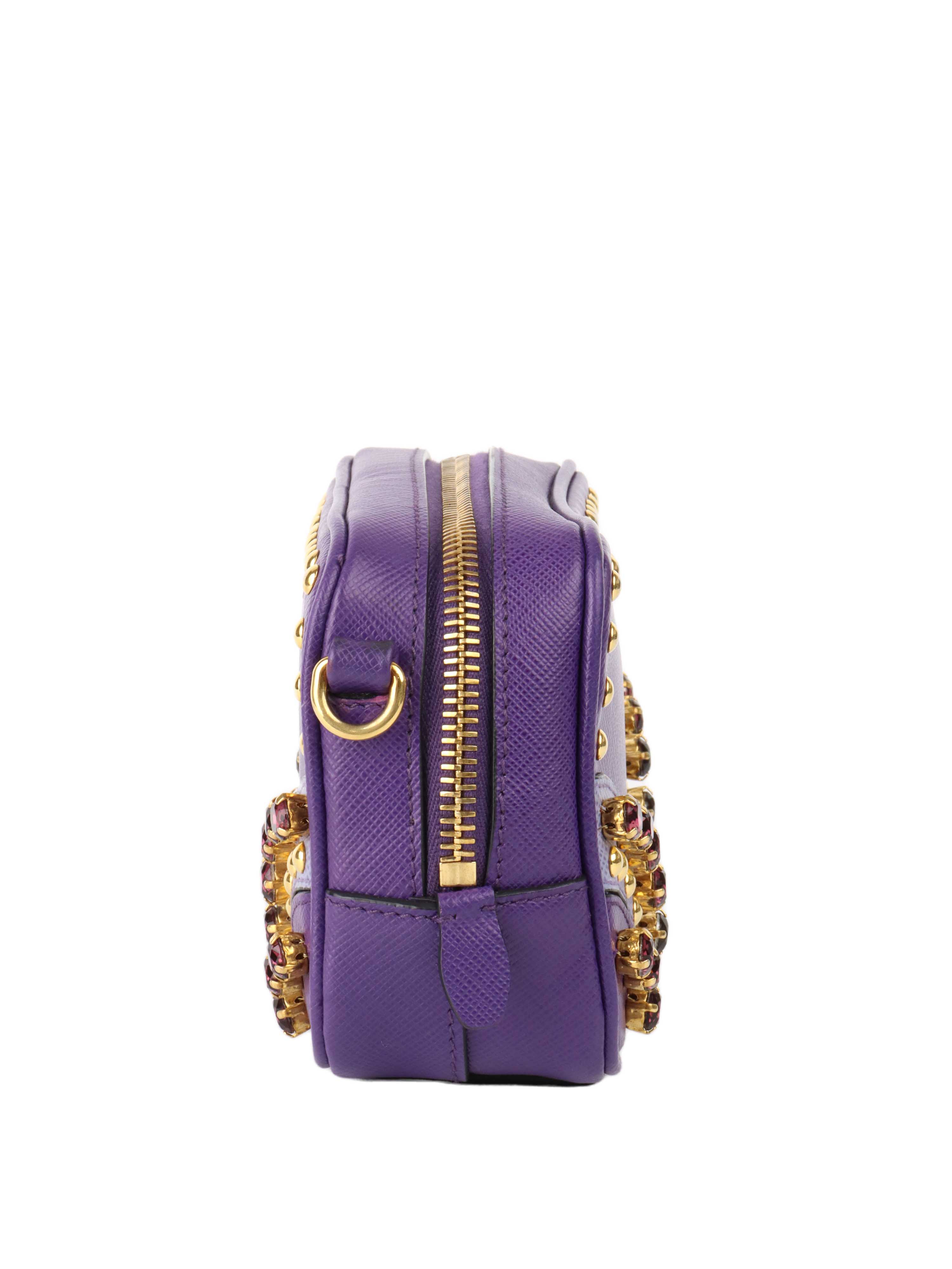 Prada Small Purple Saffiano Crossbody Bag.