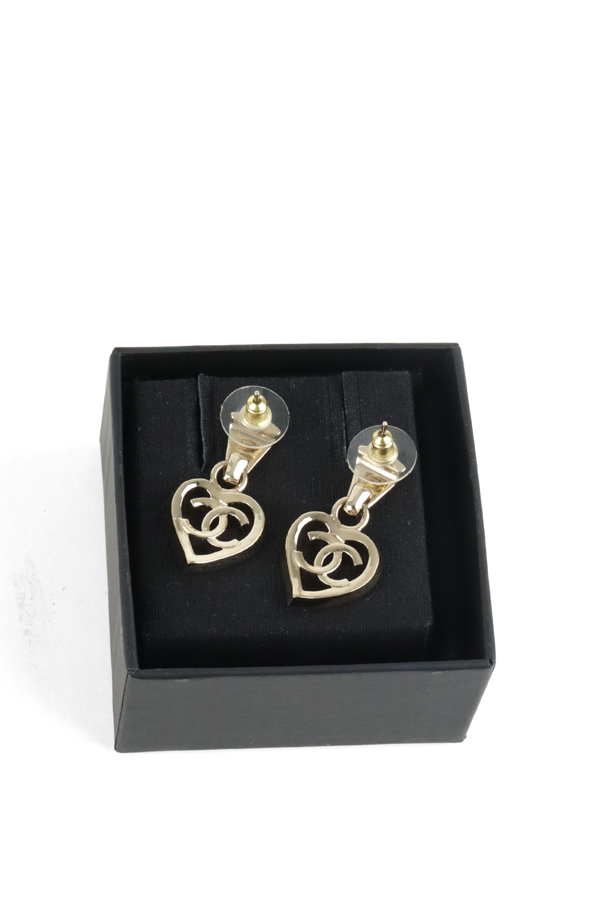 Chanel Light Gold Heart Coco in Love Drop Earring