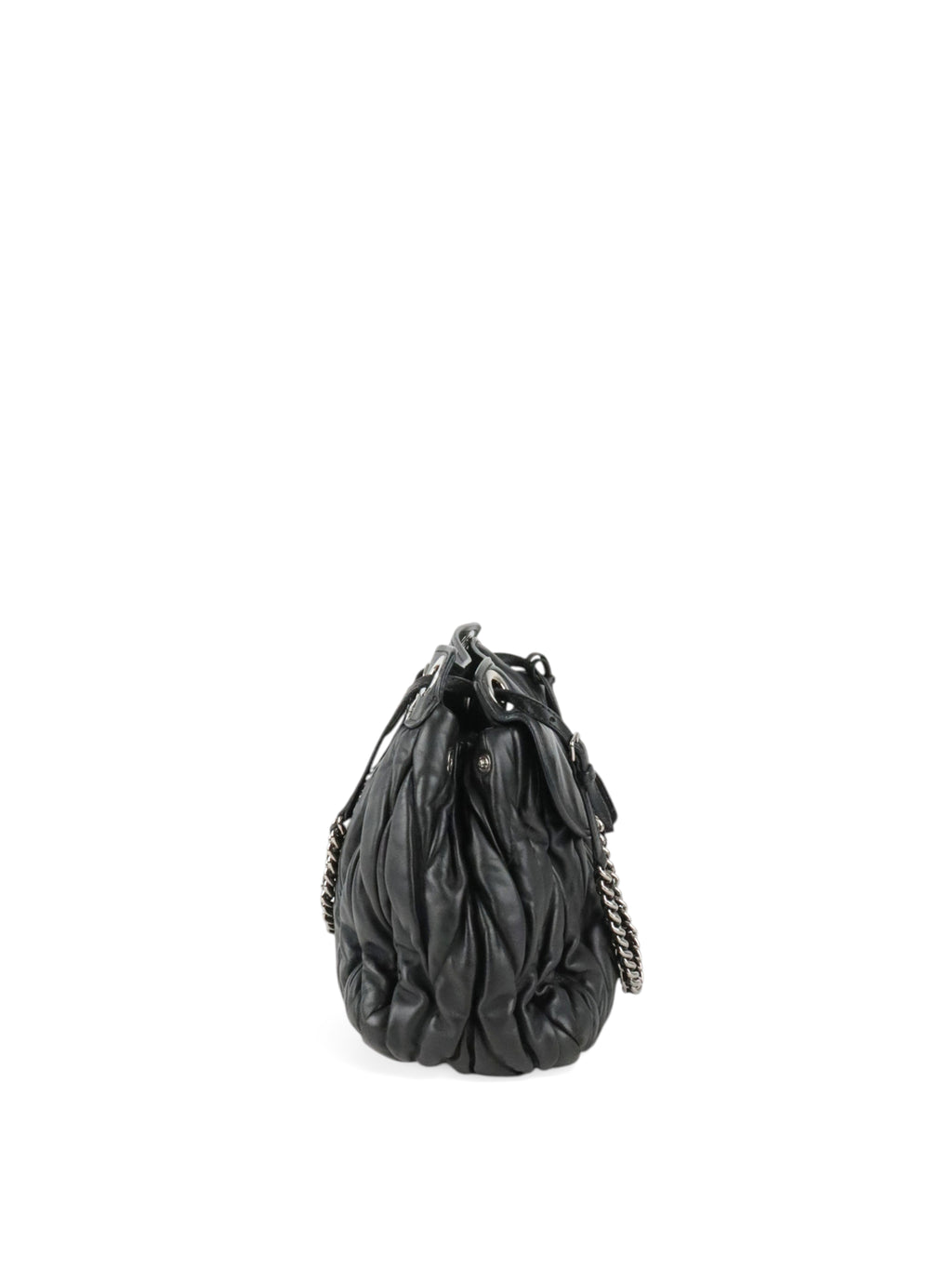 Miu Miu Black Matelasse Nappa Leather Shoulder Bag