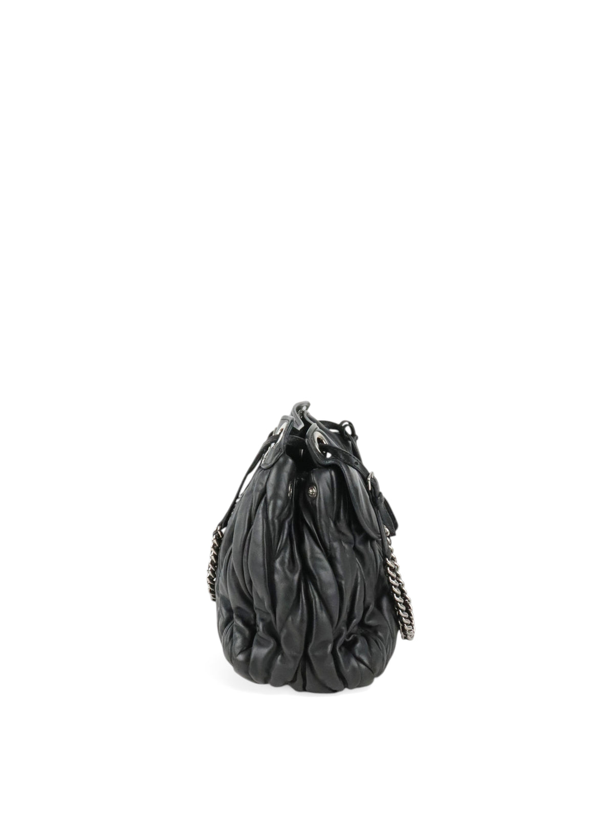 Miu Miu Black Matelasse Nappa Leather Shoulder Bag