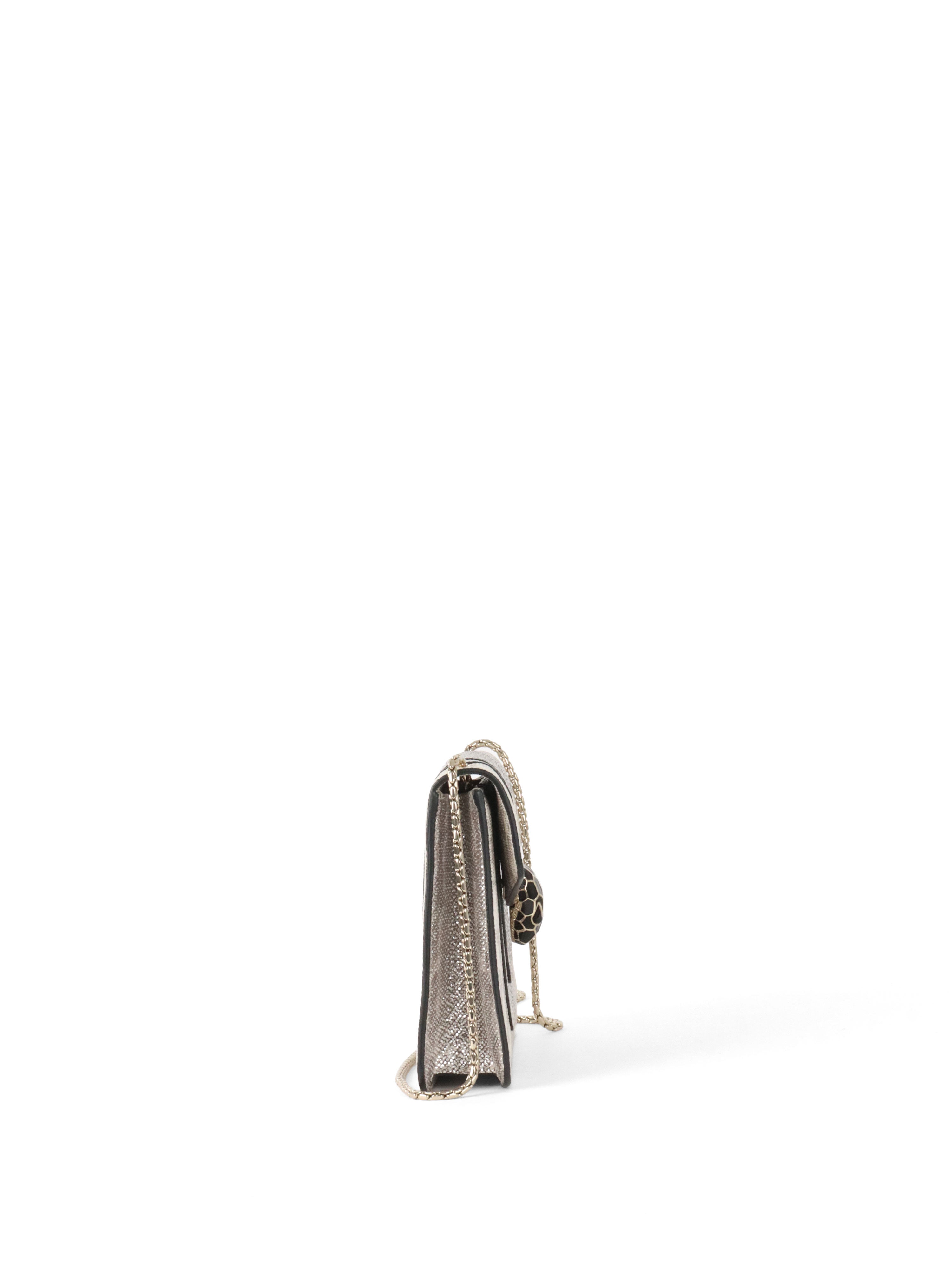 Bvlgari Small Silver and White Serpenti Forever Shoulder Bag.