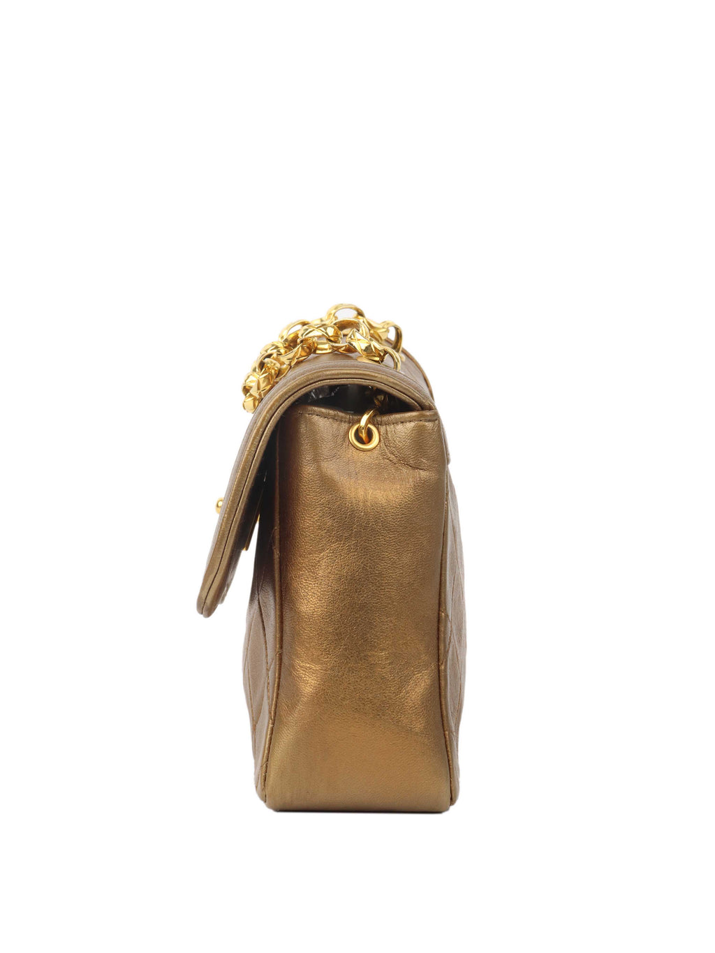 Chanel Gold Matellic Vintage Chain Bag.