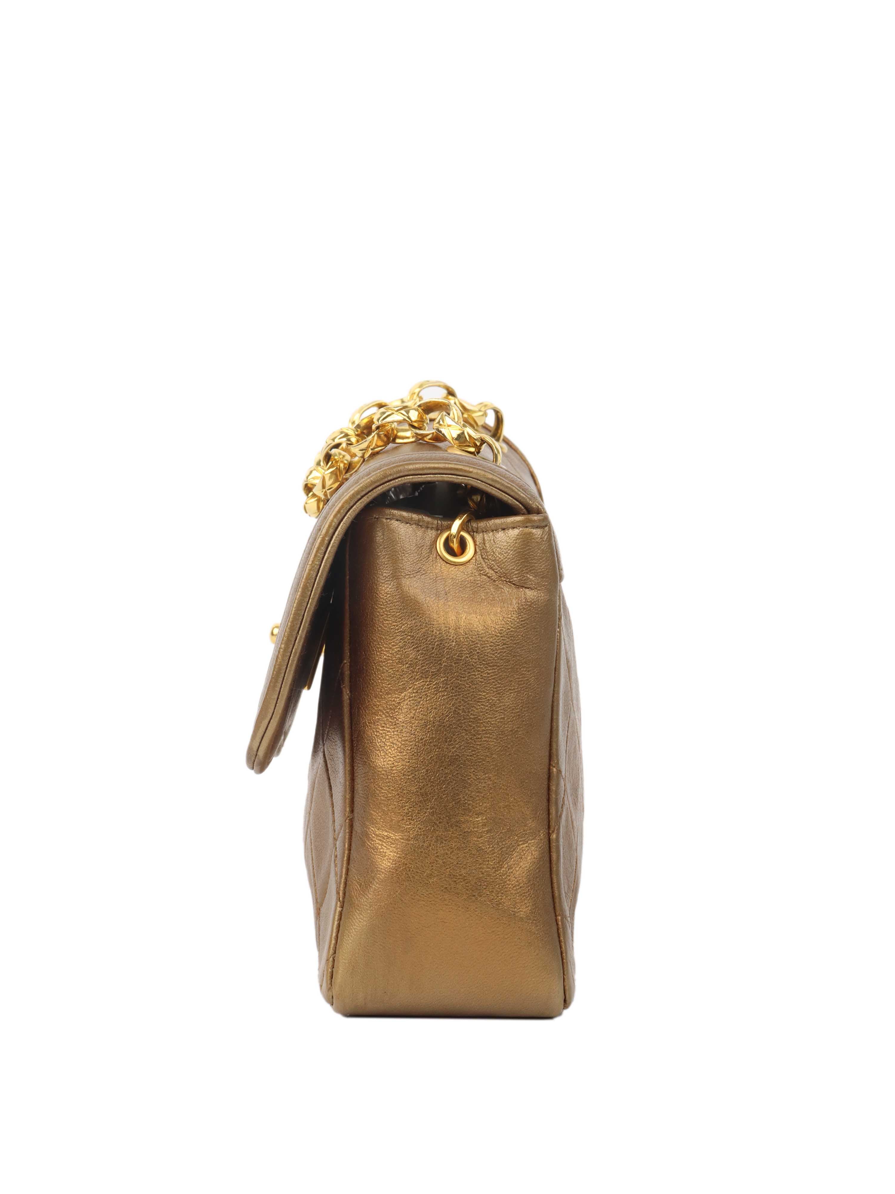 Chanel Gold Matellic Vintage Chain Bag.