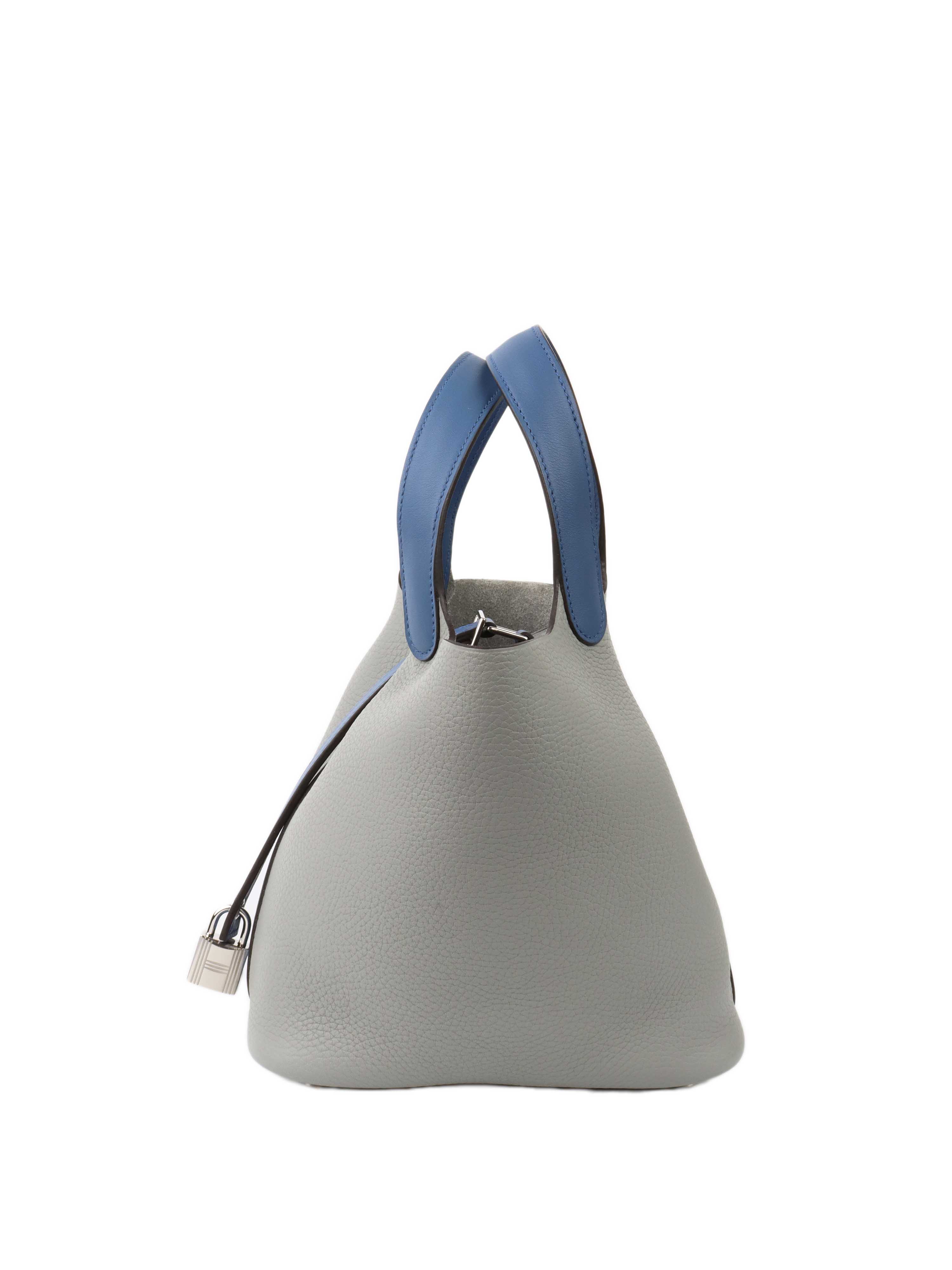 Hermes Picotin Bleu Saphir & Gris Mouette SHW.