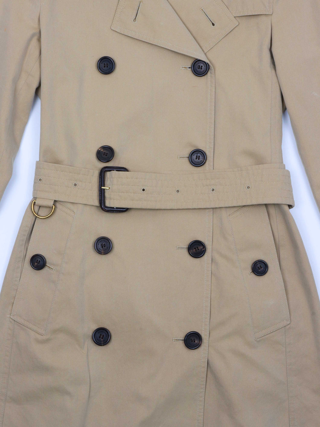 Burberry Long Trench Coat in Tan.