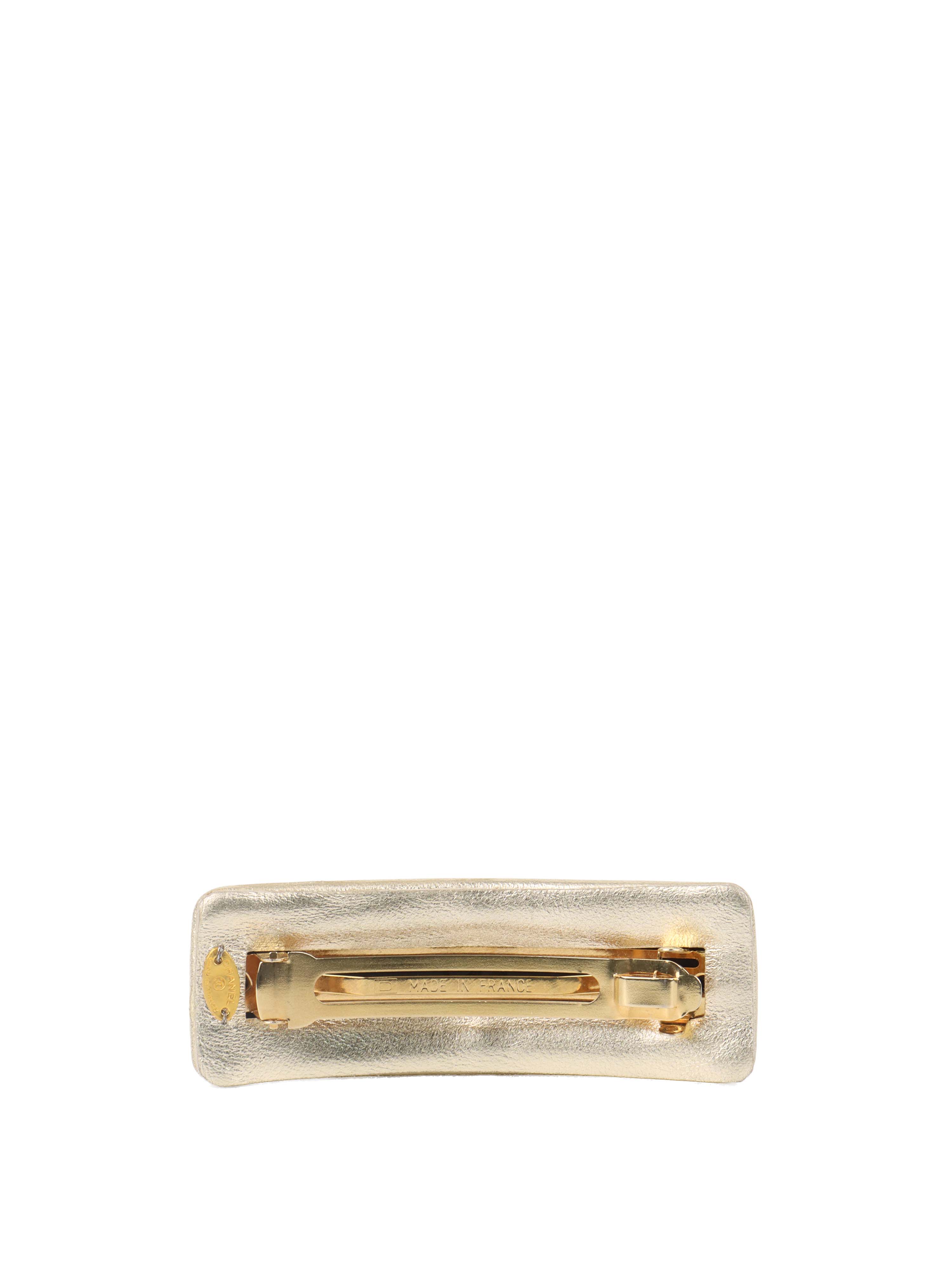 Chanel Metallic Gold Lambskin Hair Clip GHW