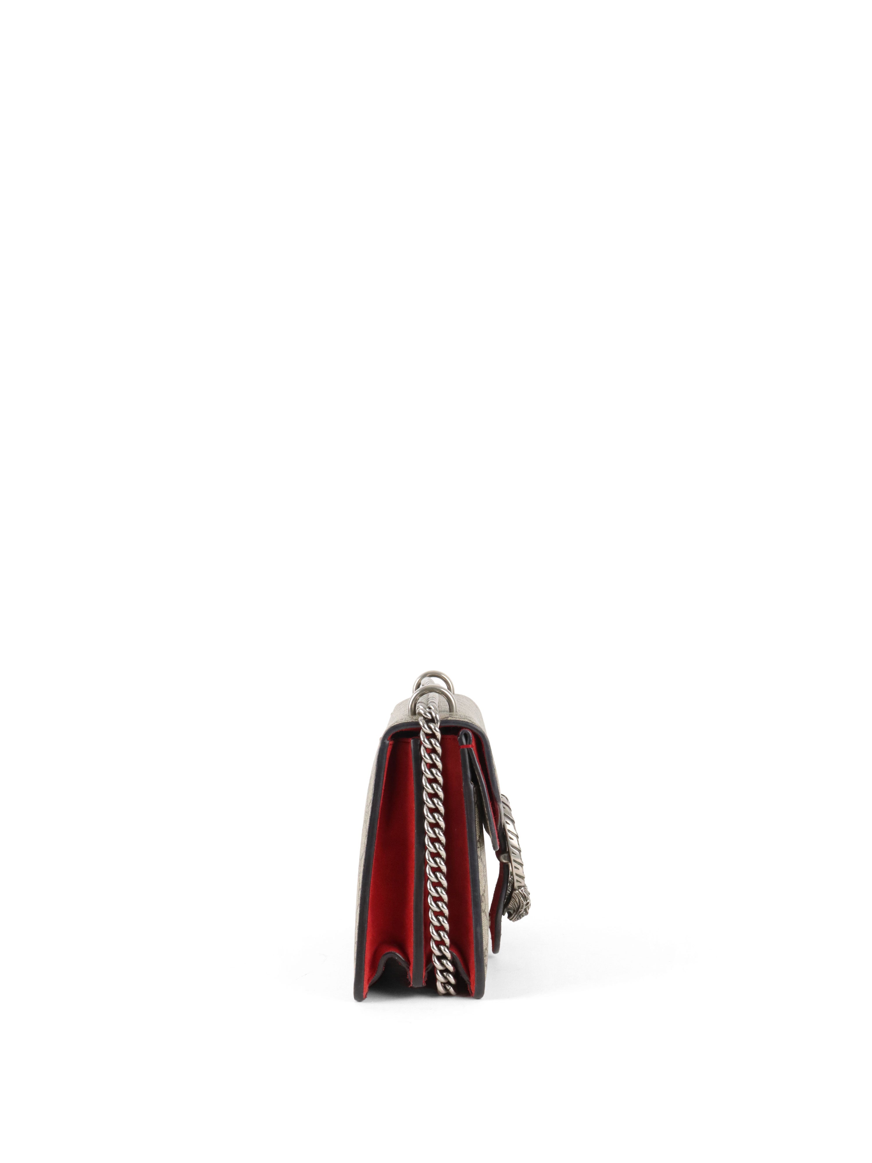 Gucci Small Dionysus GG Supreme Red Trim Shoulder Bag